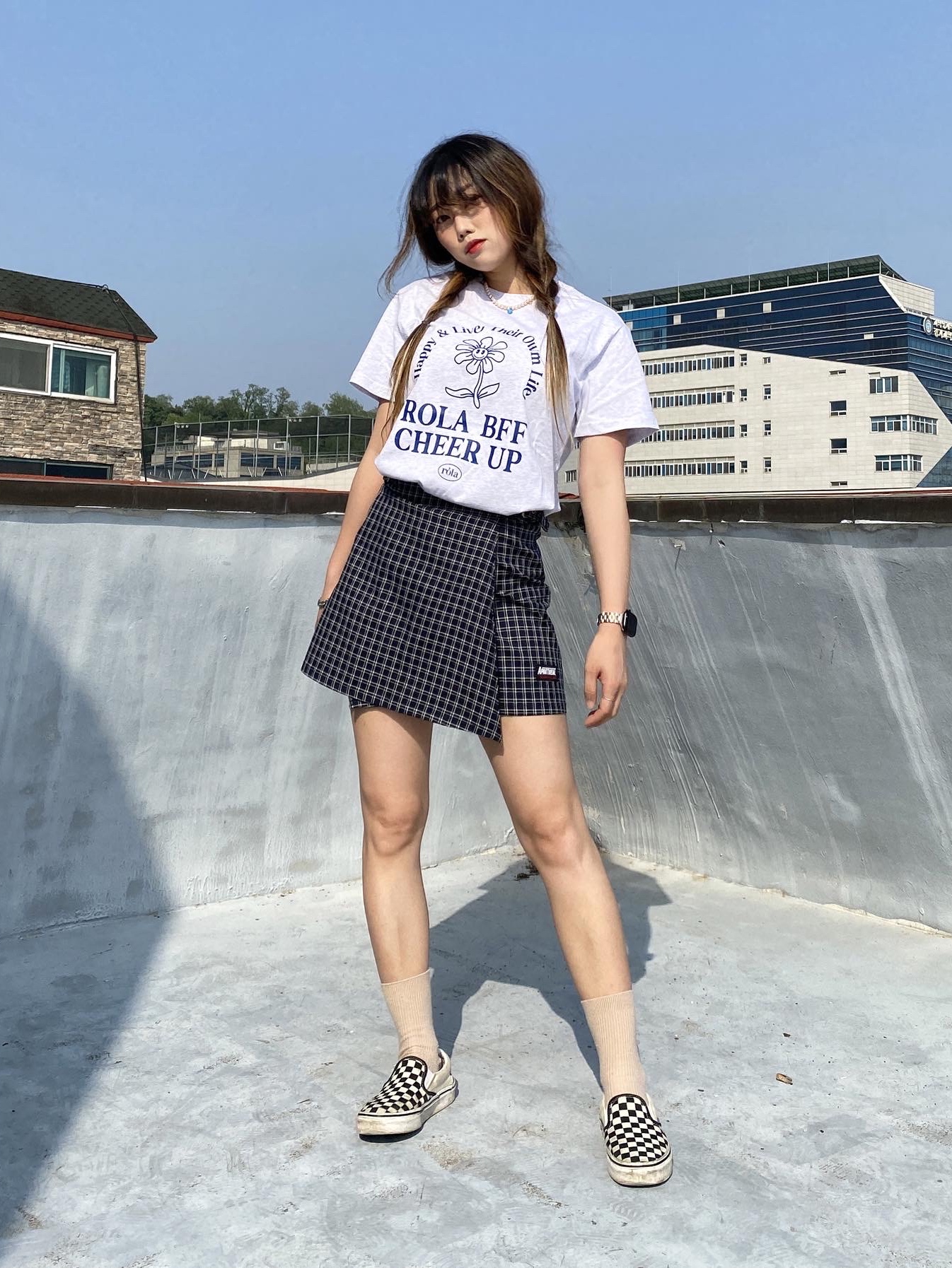 Vans Slip-On Checkerboard, Apple Watch Series 7 41mm GPS Midnight Aluminum Case with Sport Band Midnight (Korean Ver.) 착용 스타일 - 1