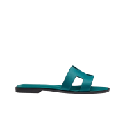 (W) Hermes Oran Sandal Calfskin & Bleu Velvet