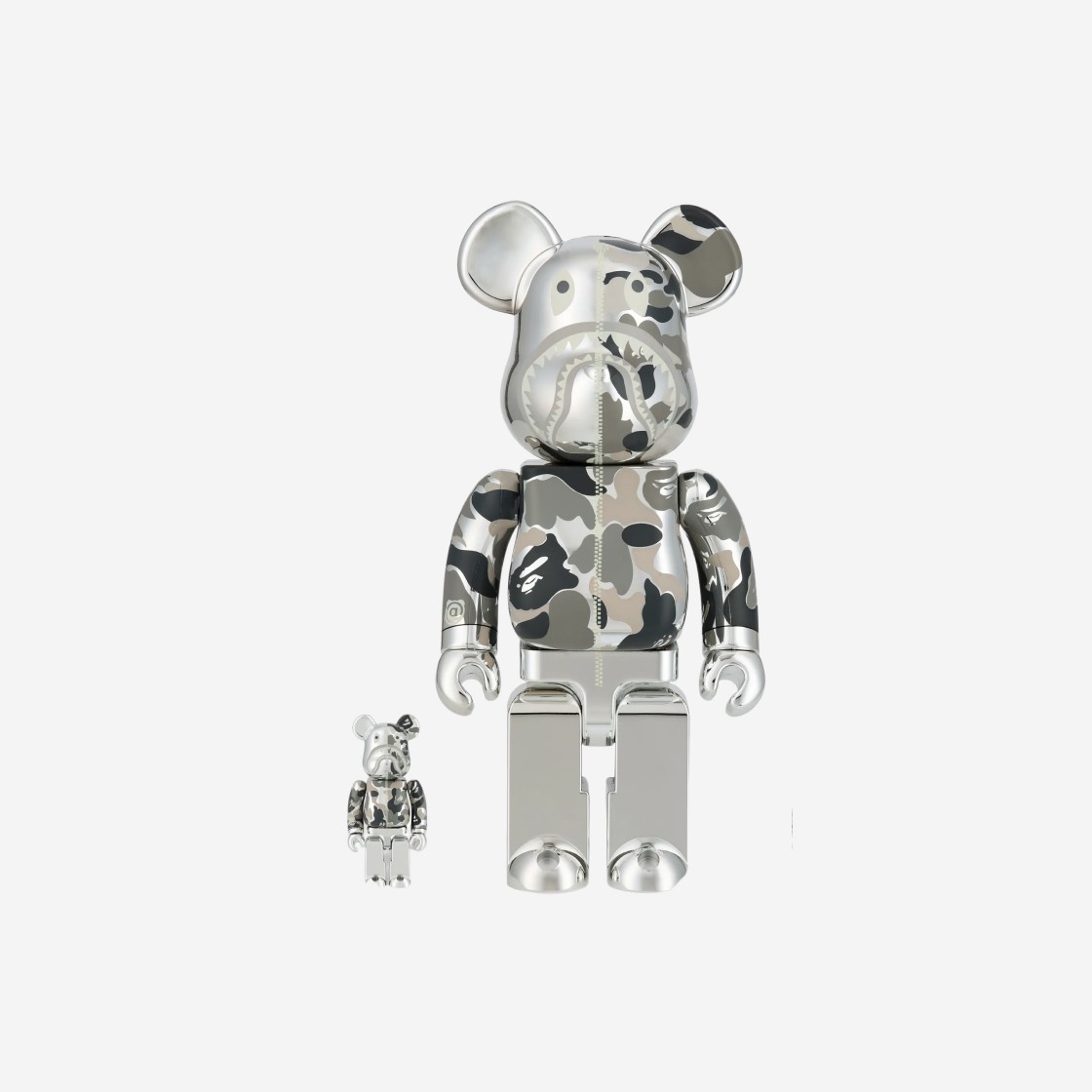 Bearbrick x BAPE Camo Shark Silver 100% & 400% Set 상세 이미지 1