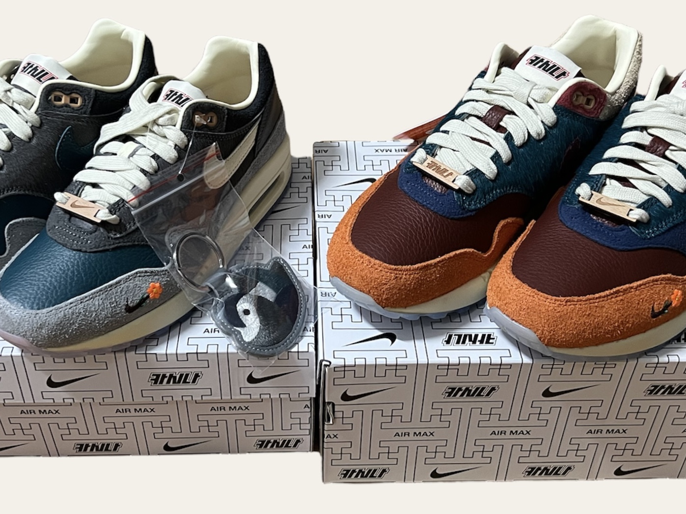 Nike x Kasina Air Max 1 SP Won-Ang Orange, Nike x Kasina Air Max 1 SP Won-Ang Particle Grey 착용 스타일 - 2