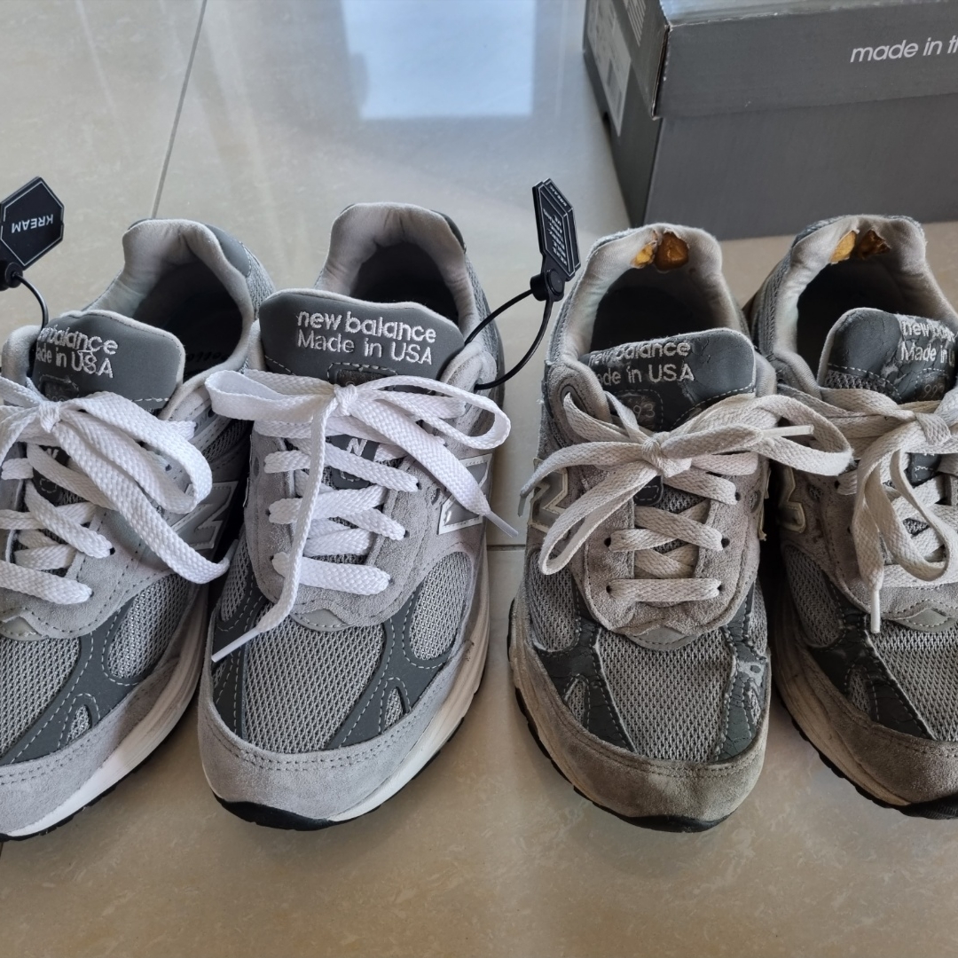 (W) New Balance 993 Made in USA Grey - B Standard 착용 스타일