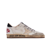 Golden Goose Ball Star White Sand Black Heel Tab Sneakers