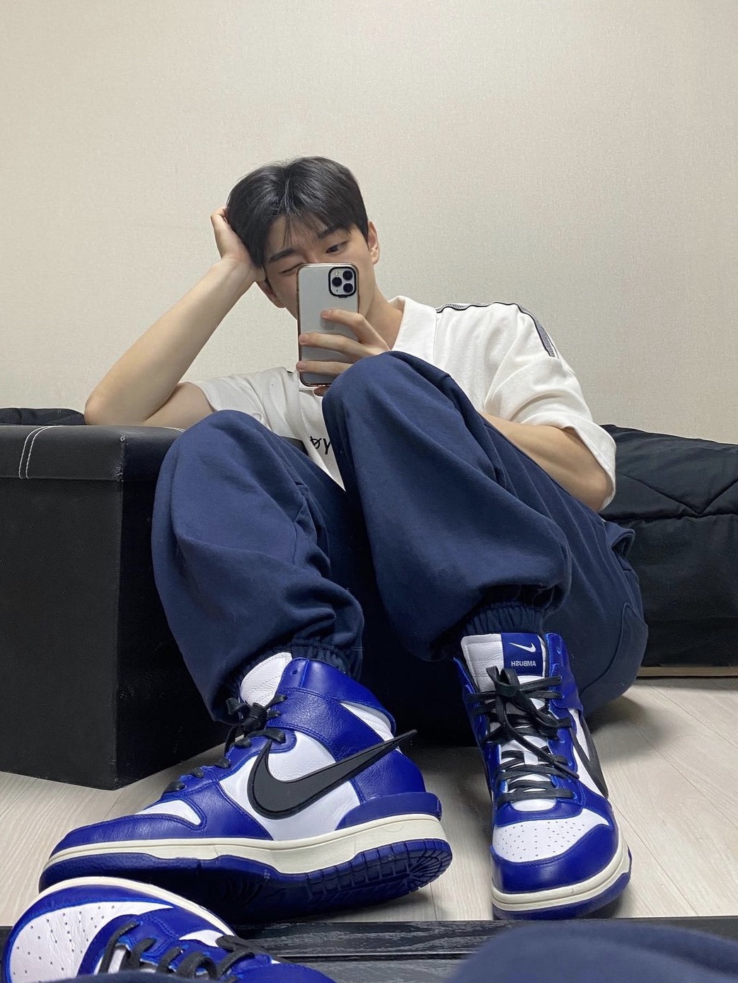 Nike x Ambush Dunk High Deep Royal Blue 착용 스타일