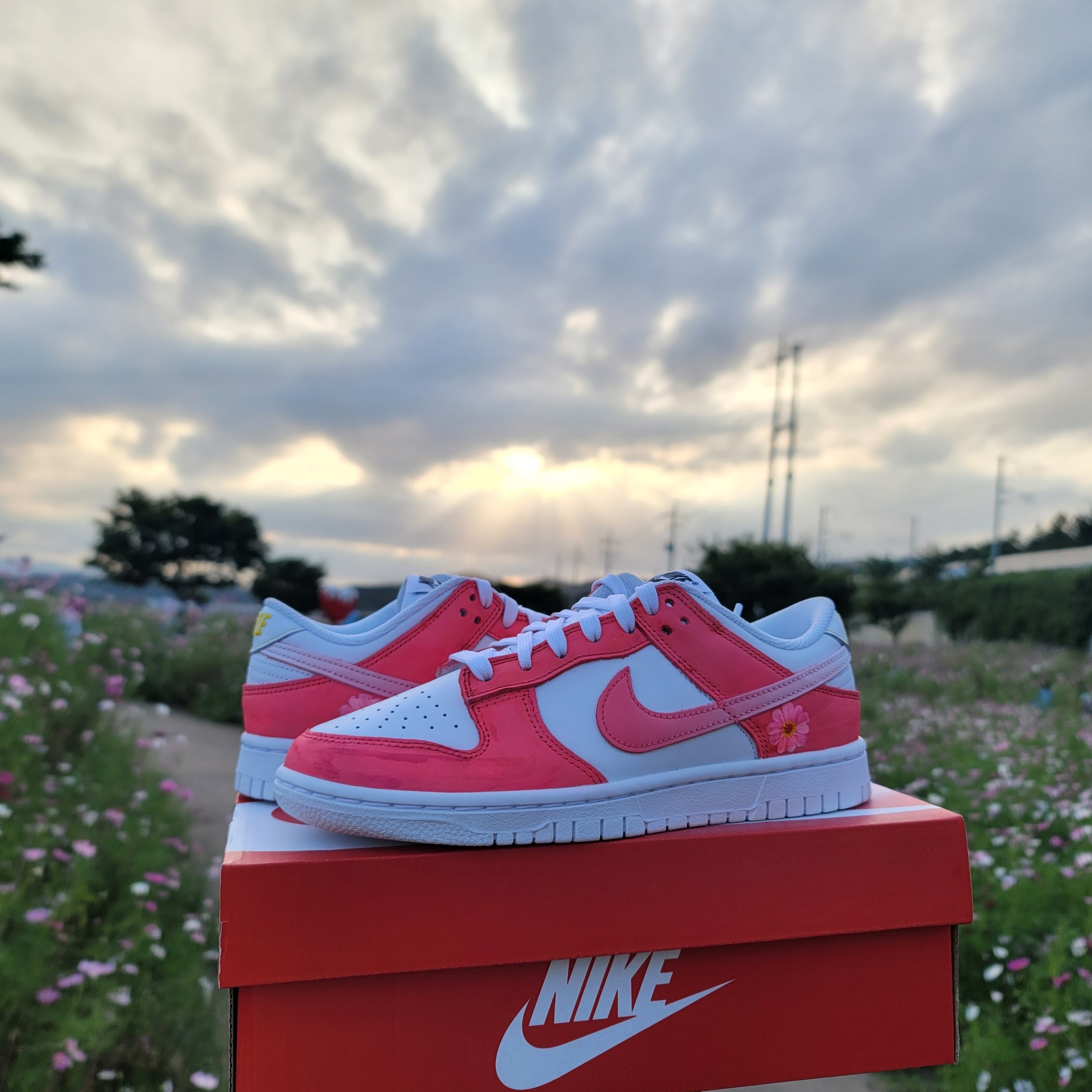 (W) Nike Dunk Low Archeo Pink, (W) Nike Dunk Low Triple White 착용 스타일 - 1