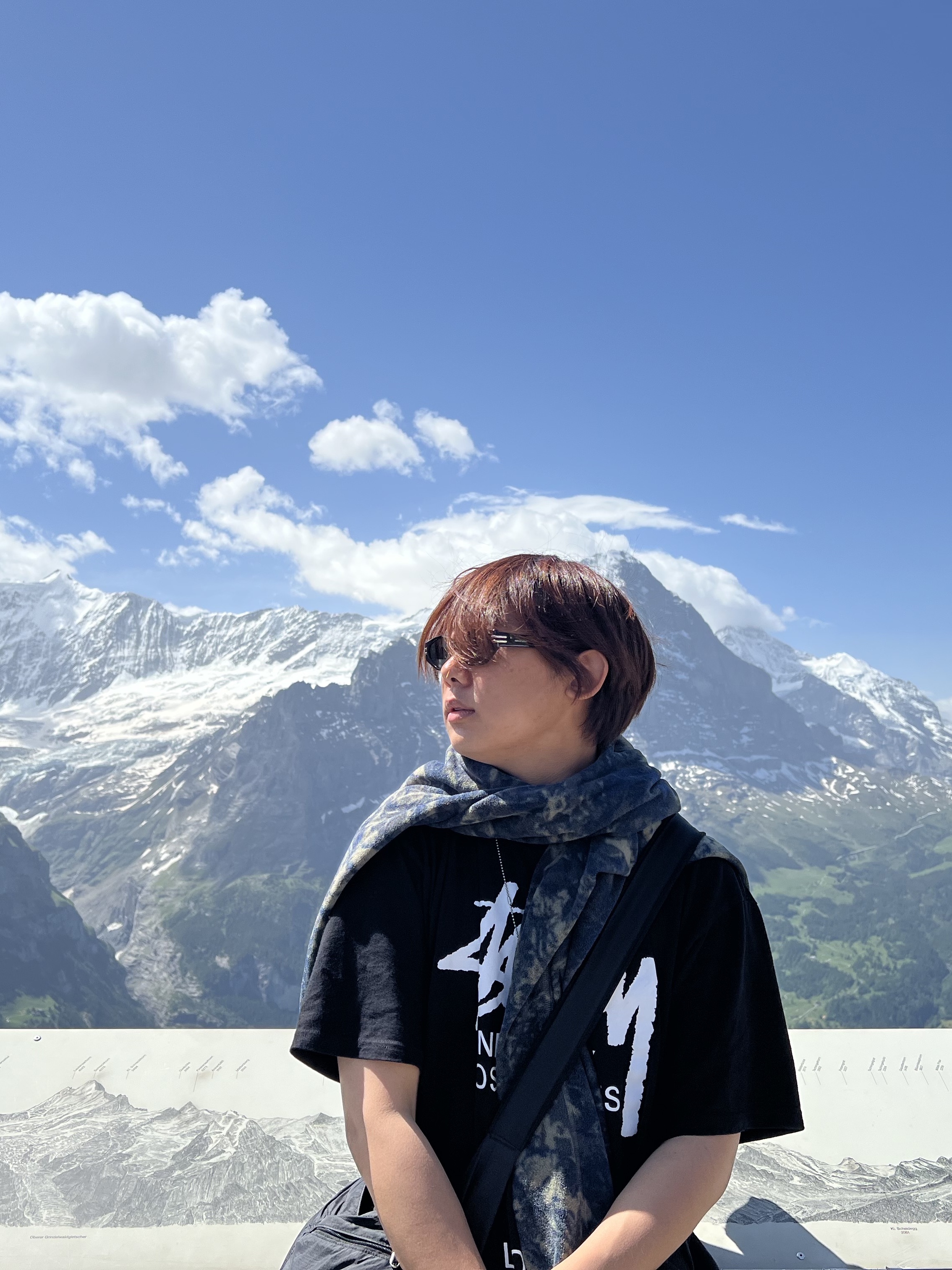 Stussy World Tour T-Shirt Black, Nike Dunk High Retro Black and White 착용 스타일 - 3