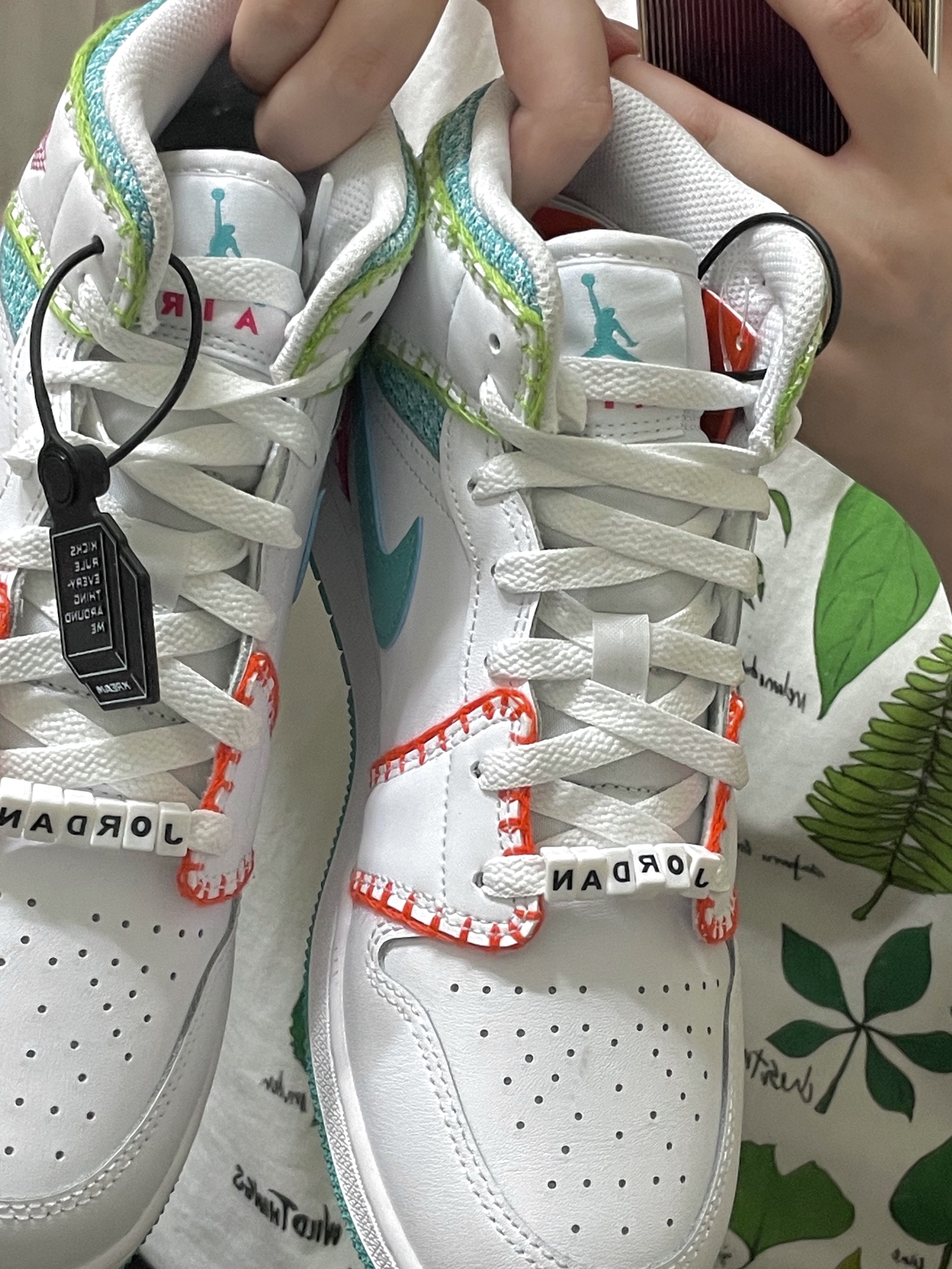 (GS) Jordan 1 Mid SE White Washed Teal 착용 스타일 - 1