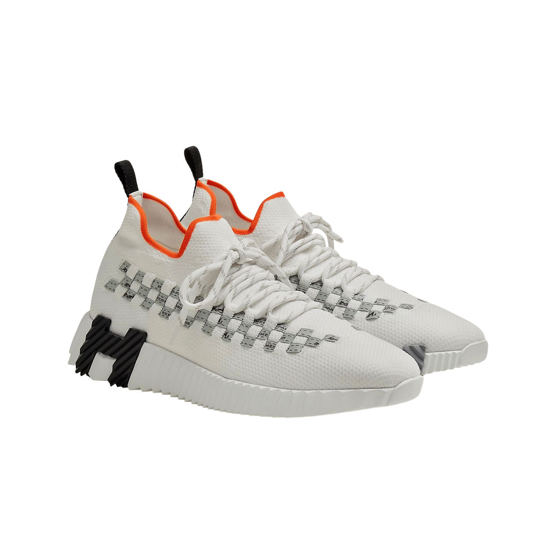(W) 에르메스 플렉스 슬립온 스니커즈 니트 & 블랑 그리((W) Hermes Flex Slip-On Sneakers Knit & Blanc Gris) - 2