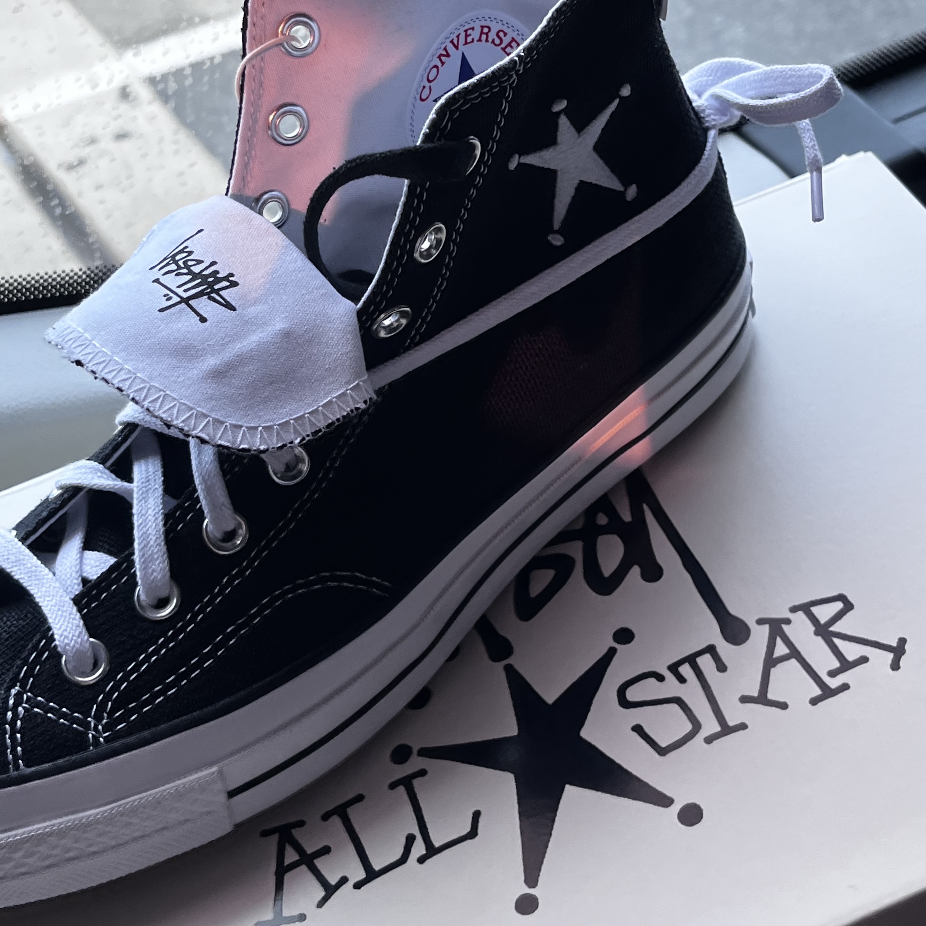 Converse x Stussy Chuck 70 High Black 착용 스타일