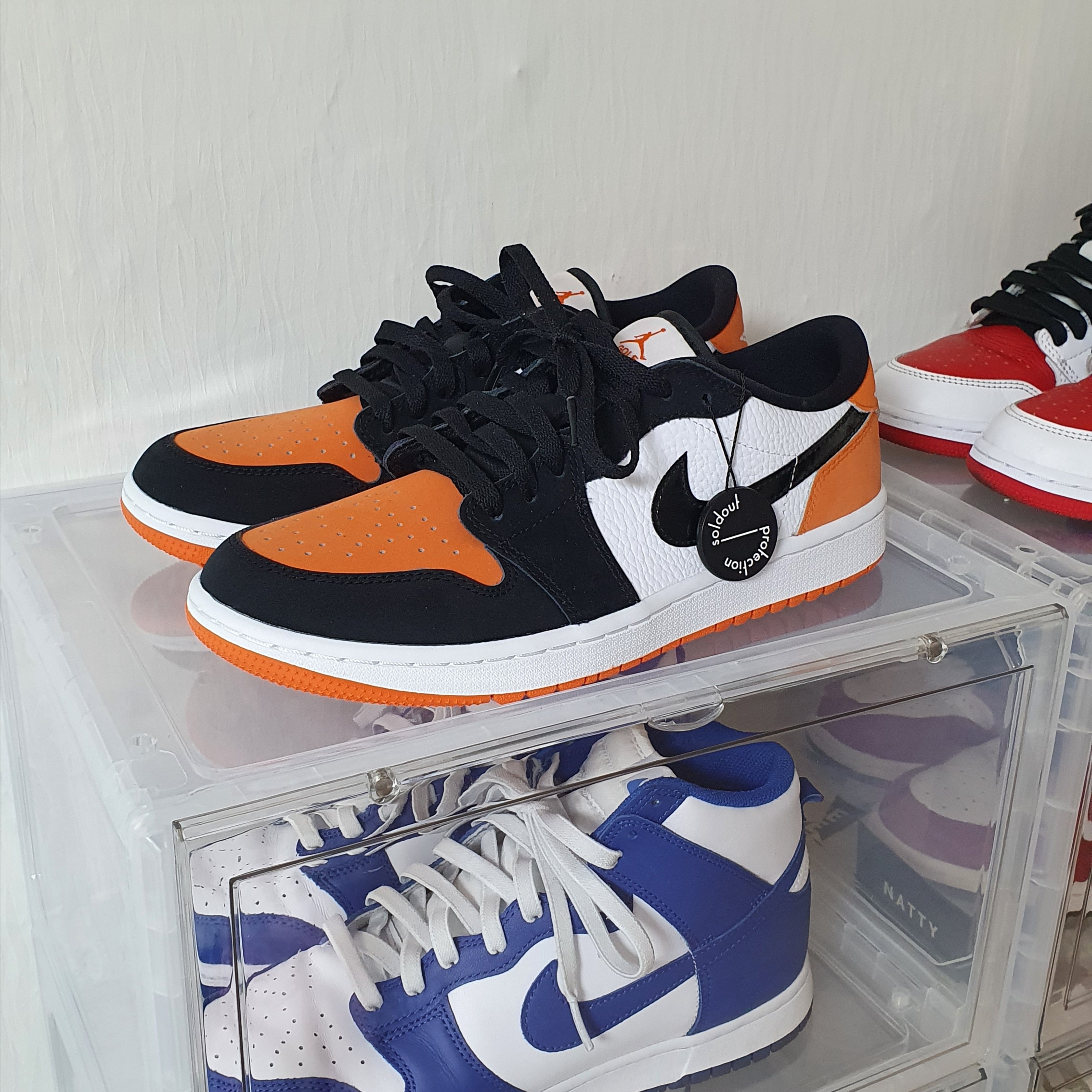 Jordan 1 Low Golf Starfish, Nike Dunk High Retro Game Royal 착용 스타일