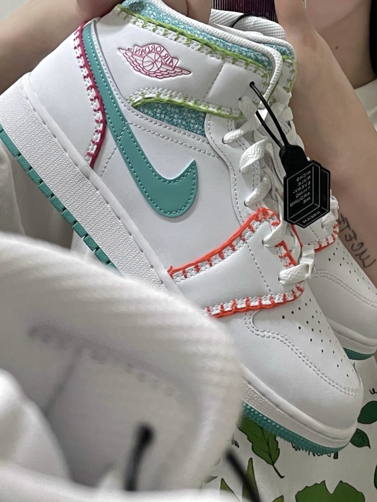 (GS) Jordan 1 Mid SE White Washed Teal 착용 스타일 - 2