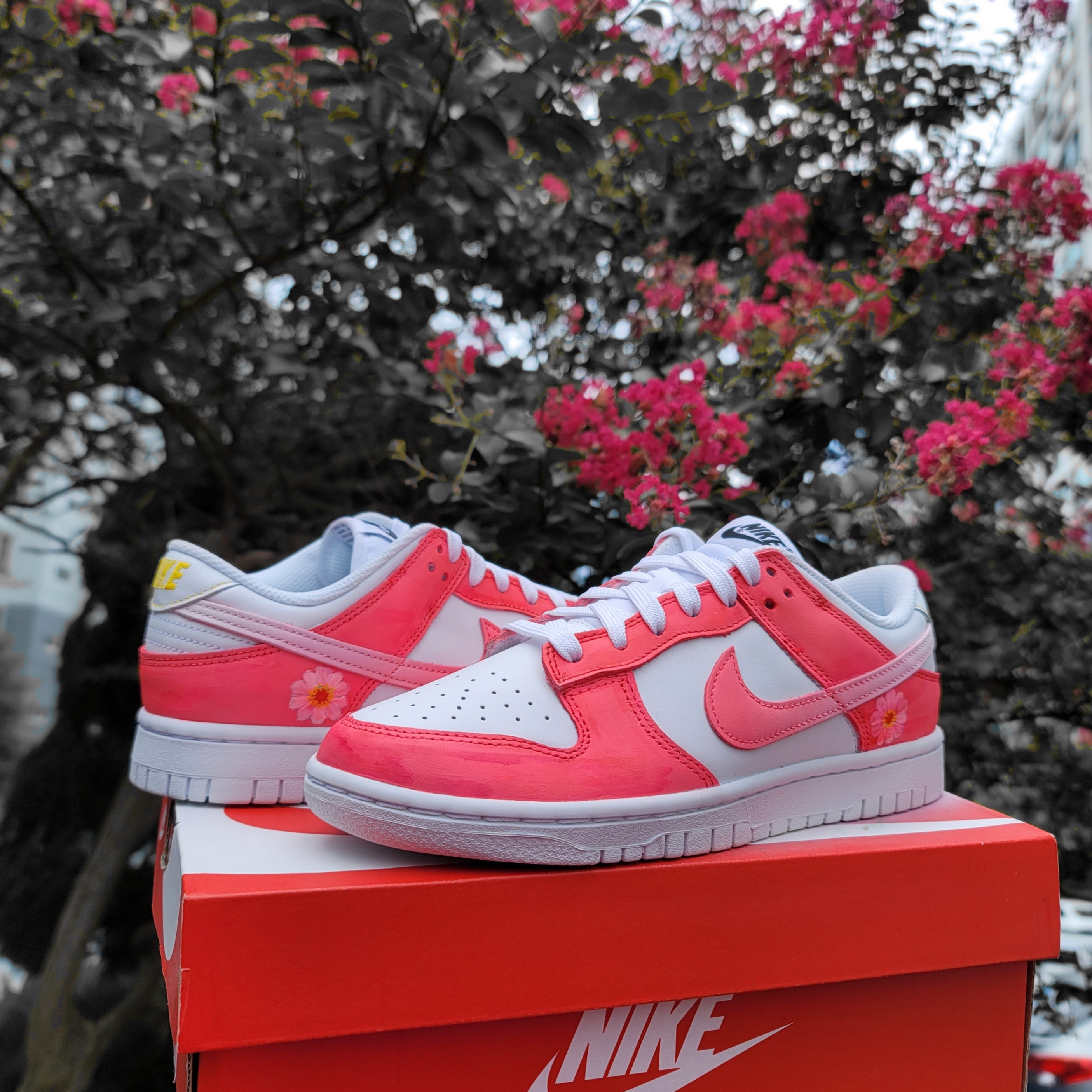 (W) Nike Dunk Low Rose Whisper, (W) Nike Dunk Low Black 착용 스타일 - 1