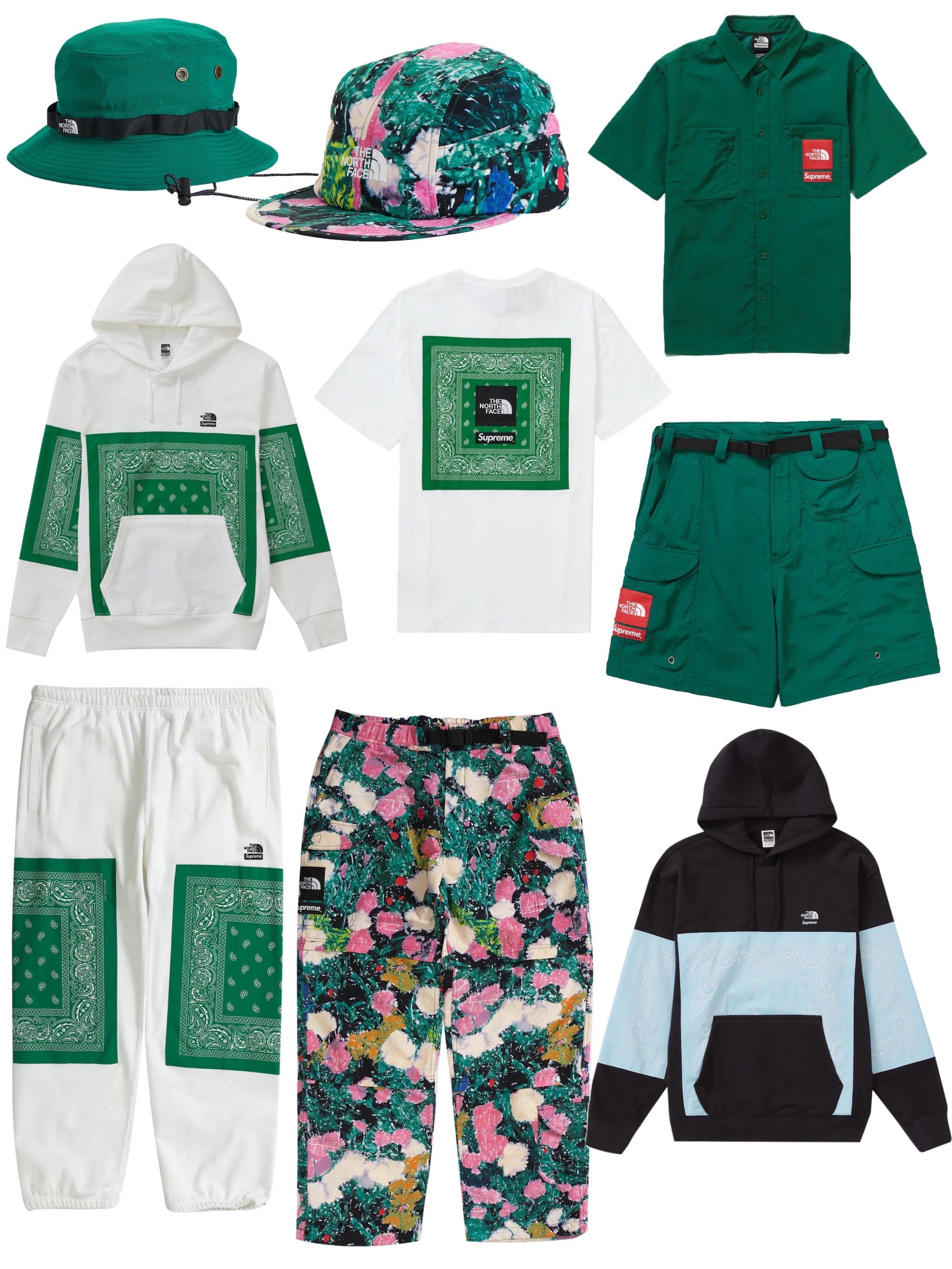 Supreme x The North Face Bandana Hooded Sweatshirt White - 22SS, Supreme x The North Face Bandana Sweatpants White - 22SS 착용 스타일 - 1