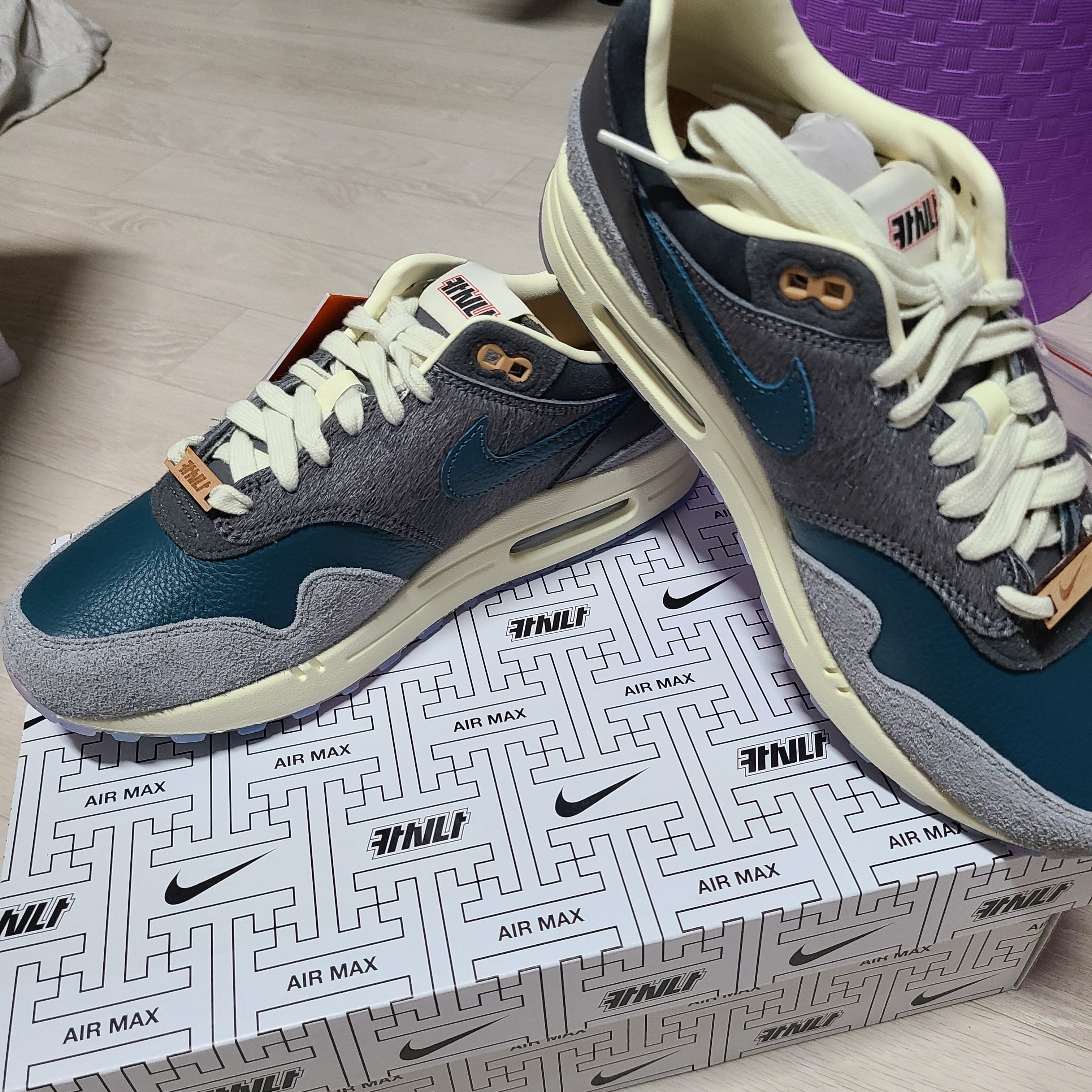 Nike x Kasina Air Max 1 SP Won-Ang Particle Grey 착용 스타일 - 1