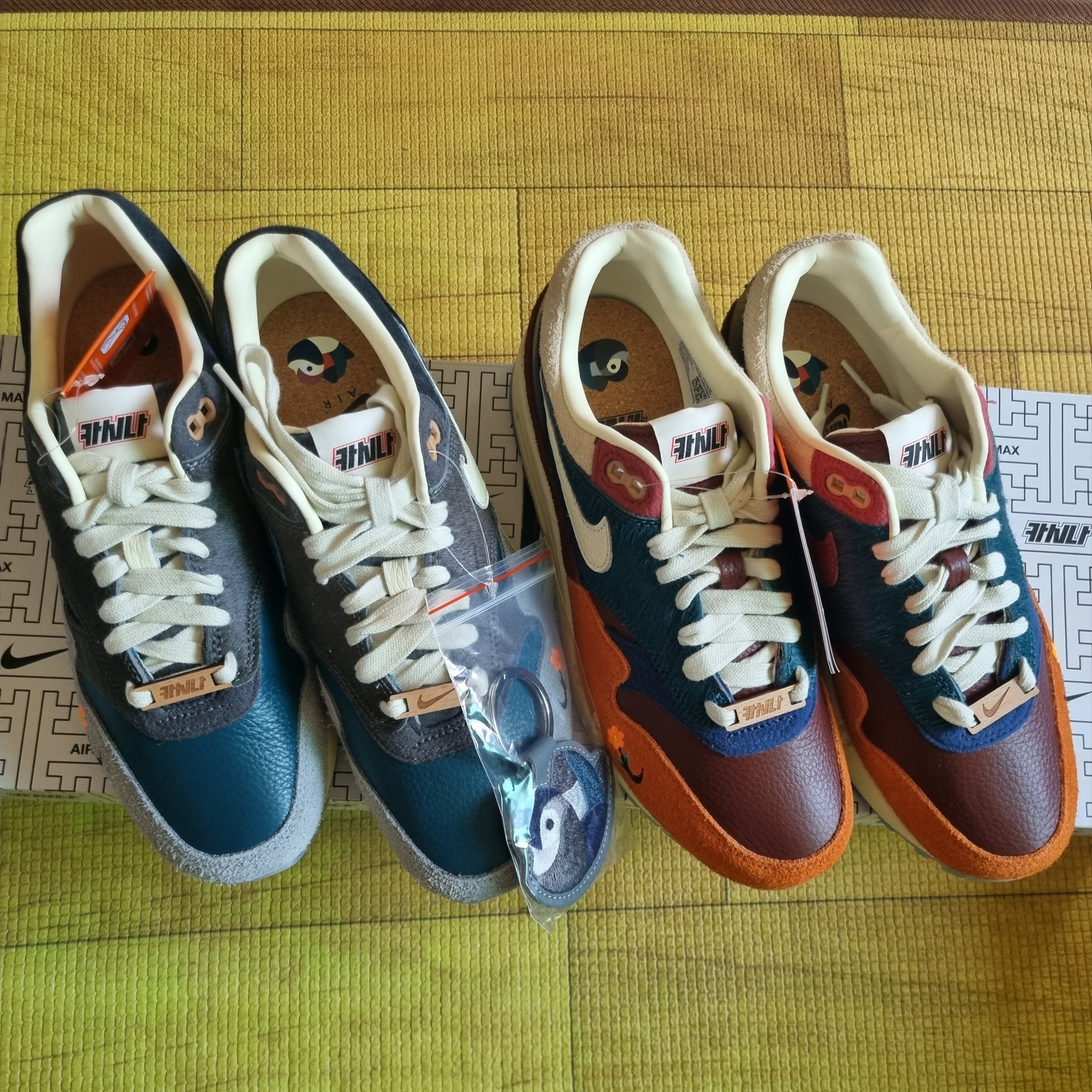 Nike x Kasina Air Max 1 SP Won-Ang Orange, Nike x Kasina Air Max 1 SP Won-Ang Particle Grey 착용 스타일