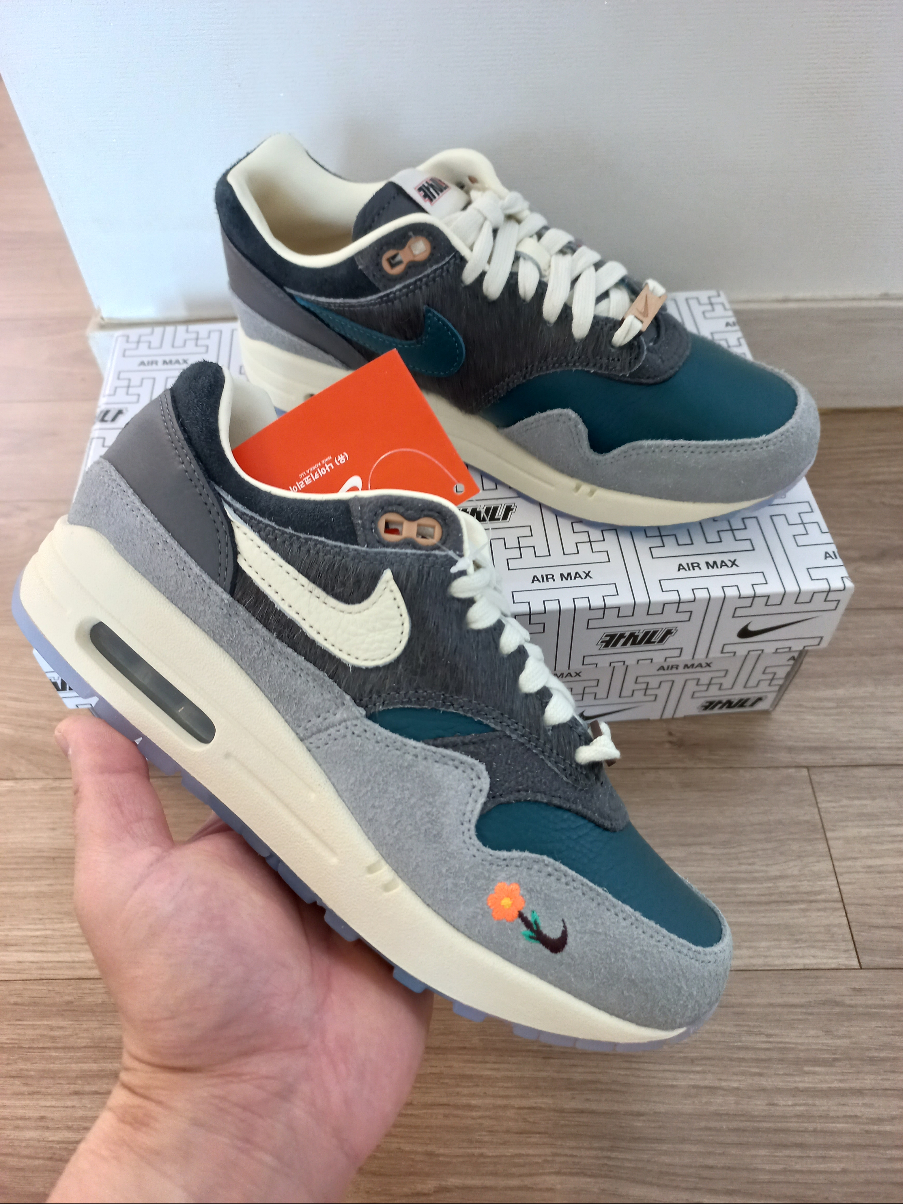 Nike x Kasina Air Max 1 SP Won-Ang Particle Grey 착용 스타일 - 1