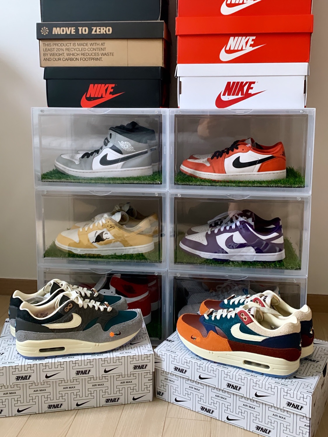 Nike x Kasina Air Max 1 SP Won-Ang Particle Grey, Nike x Kasina Air Max 1 SP Won-Ang Orange 착용 스타일