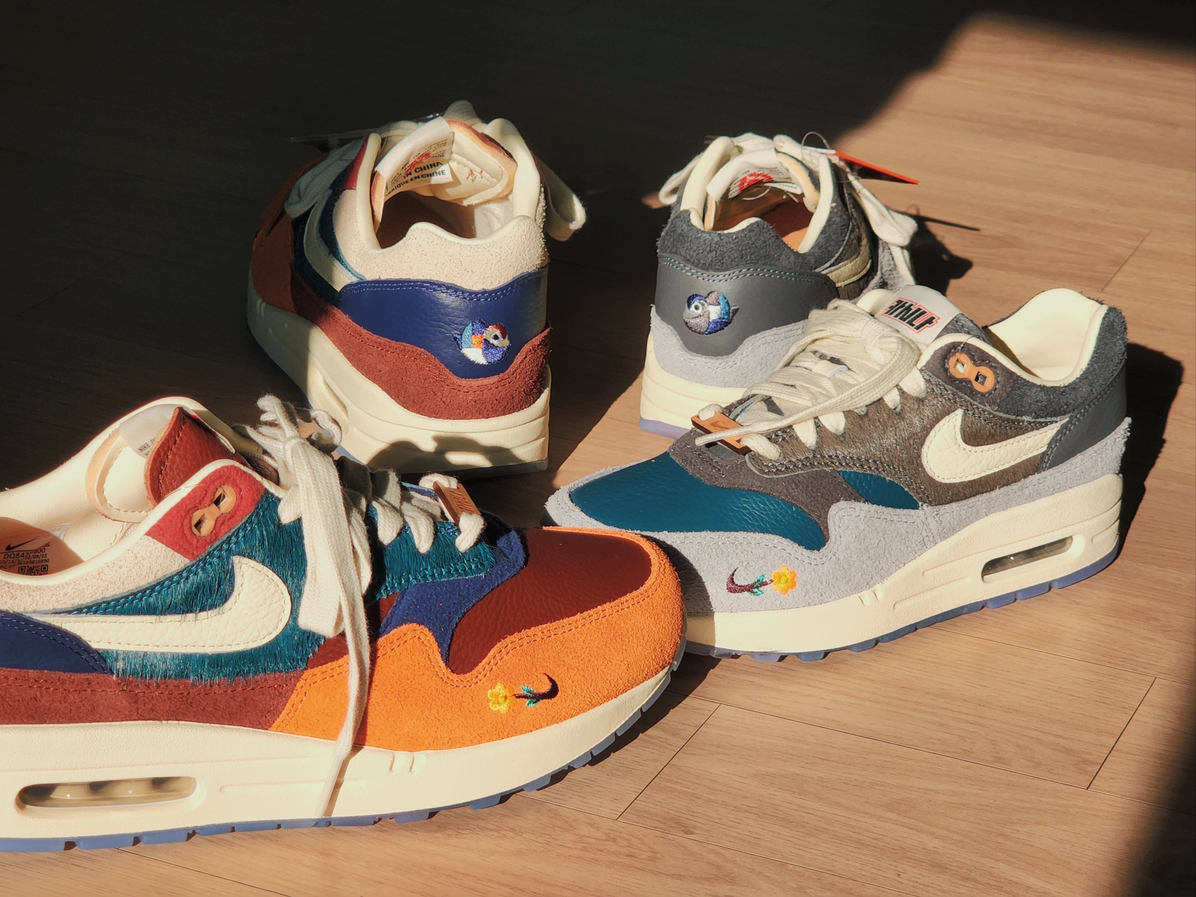 Nike x Kasina Air Max 1 SP Won-Ang Orange, Nike x Kasina Air Max 1 SP Won-Ang Particle Grey 착용 스타일 - 1