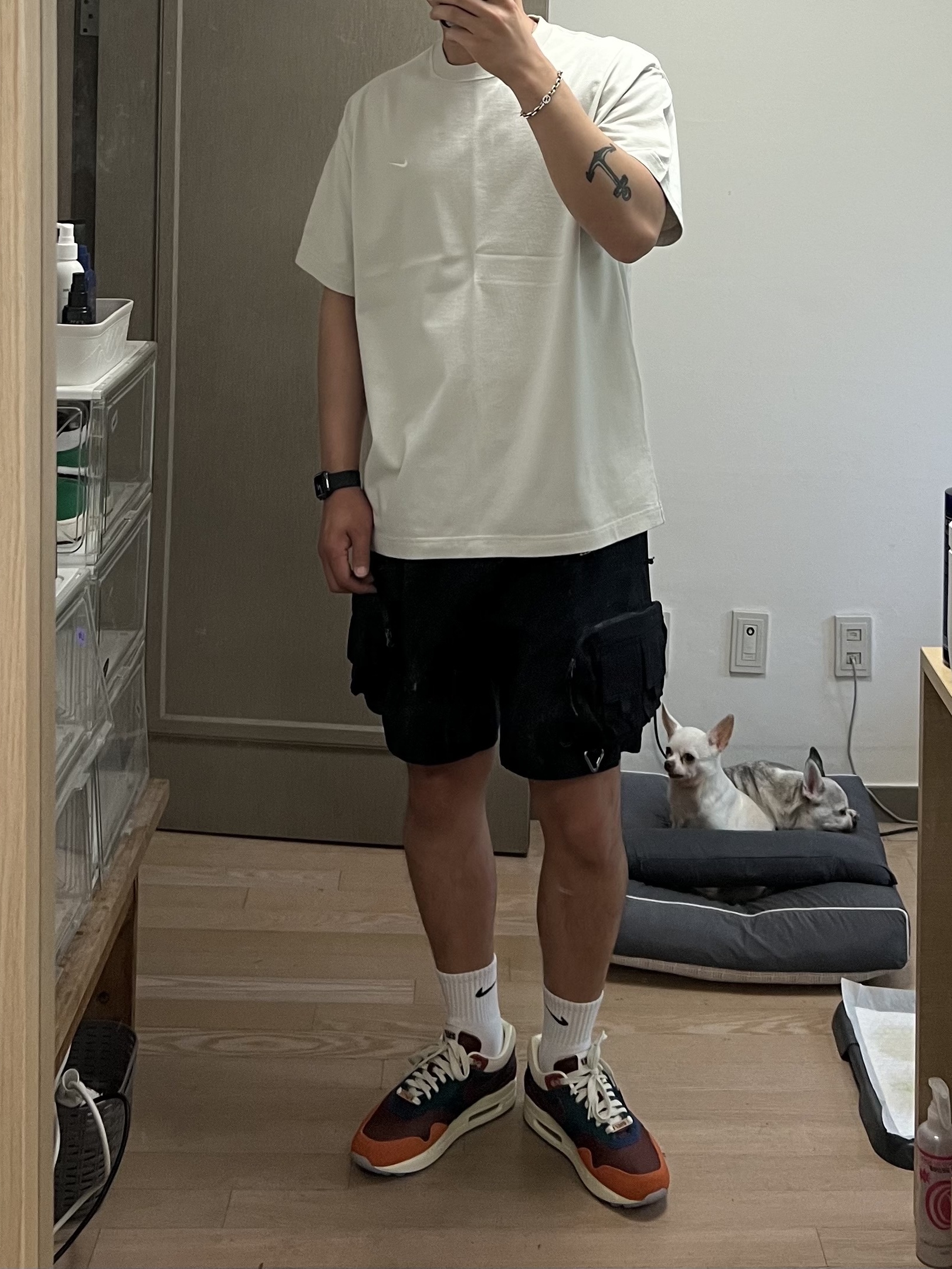 Nike x Kasina Air Max 1 SP Won-Ang Orange, Nike ACG Cargo Shorts Black - Asia 착용 스타일 - 4