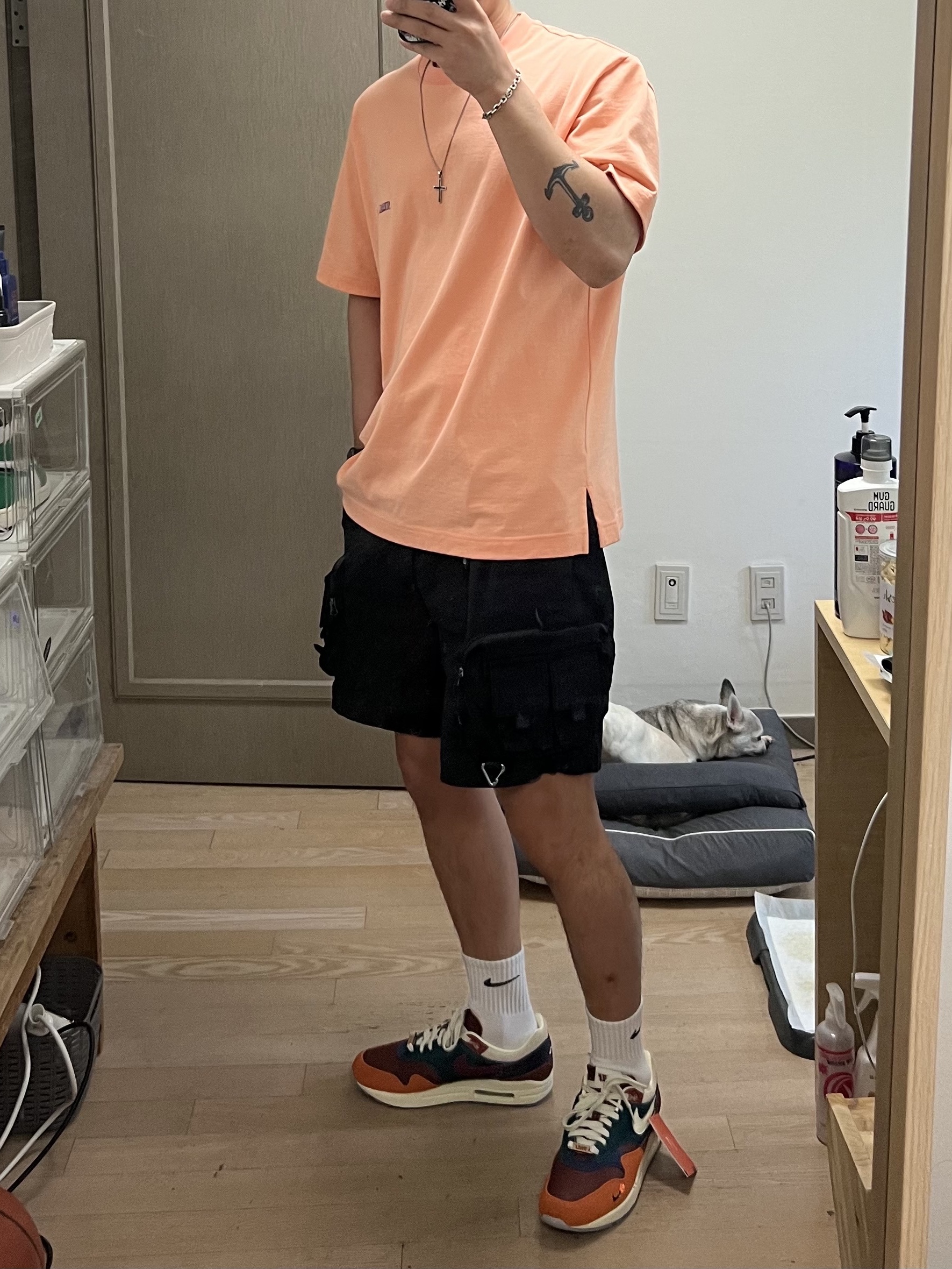Nike x Kasina Air Max 1 SP Won-Ang Orange, Nike ACG Cargo Shorts Black - Asia 착용 스타일 - 1