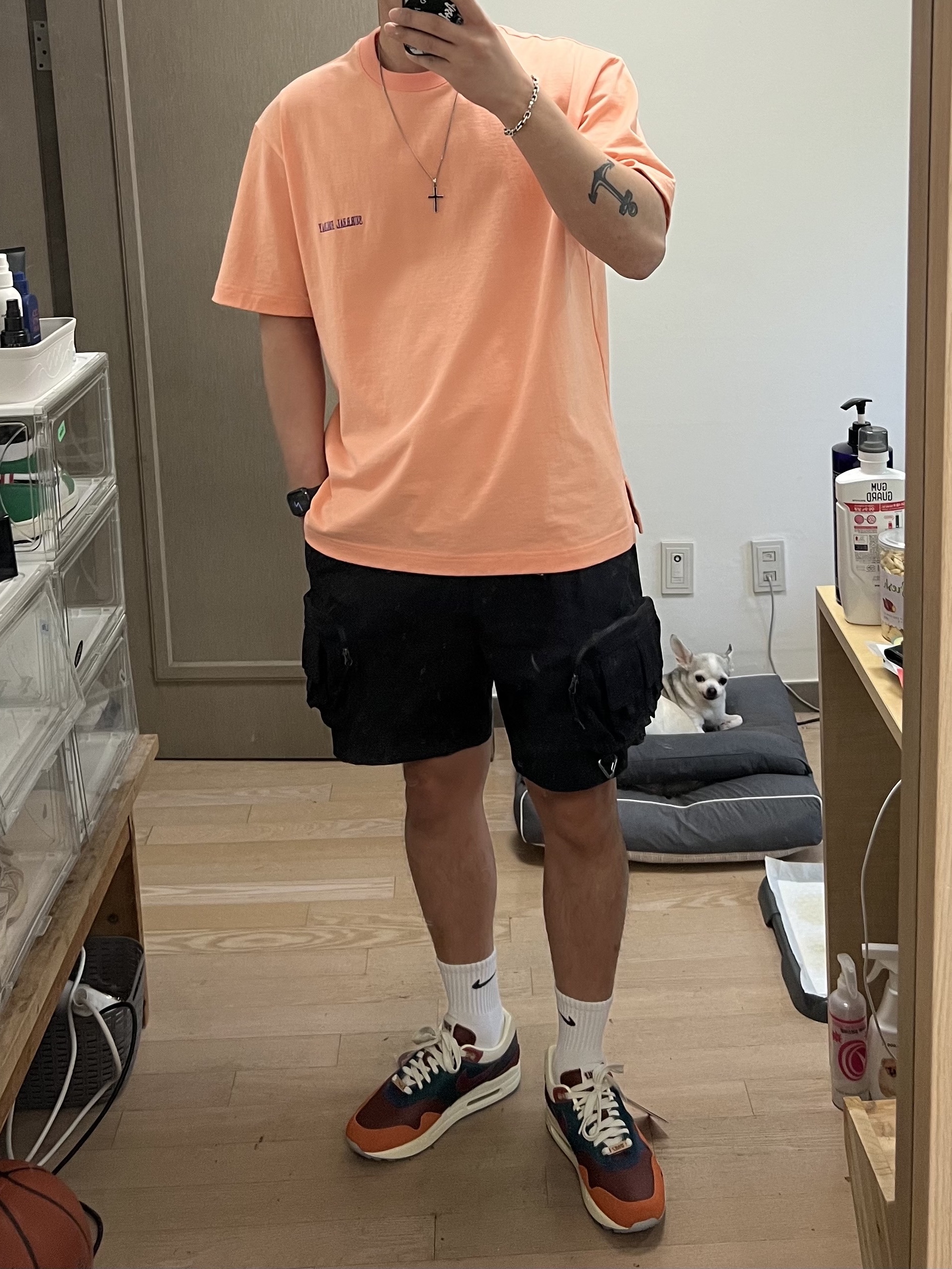 Nike x Kasina Air Max 1 SP Won-Ang Orange, Nike ACG Cargo Shorts Black - Asia 착용 스타일 - 2