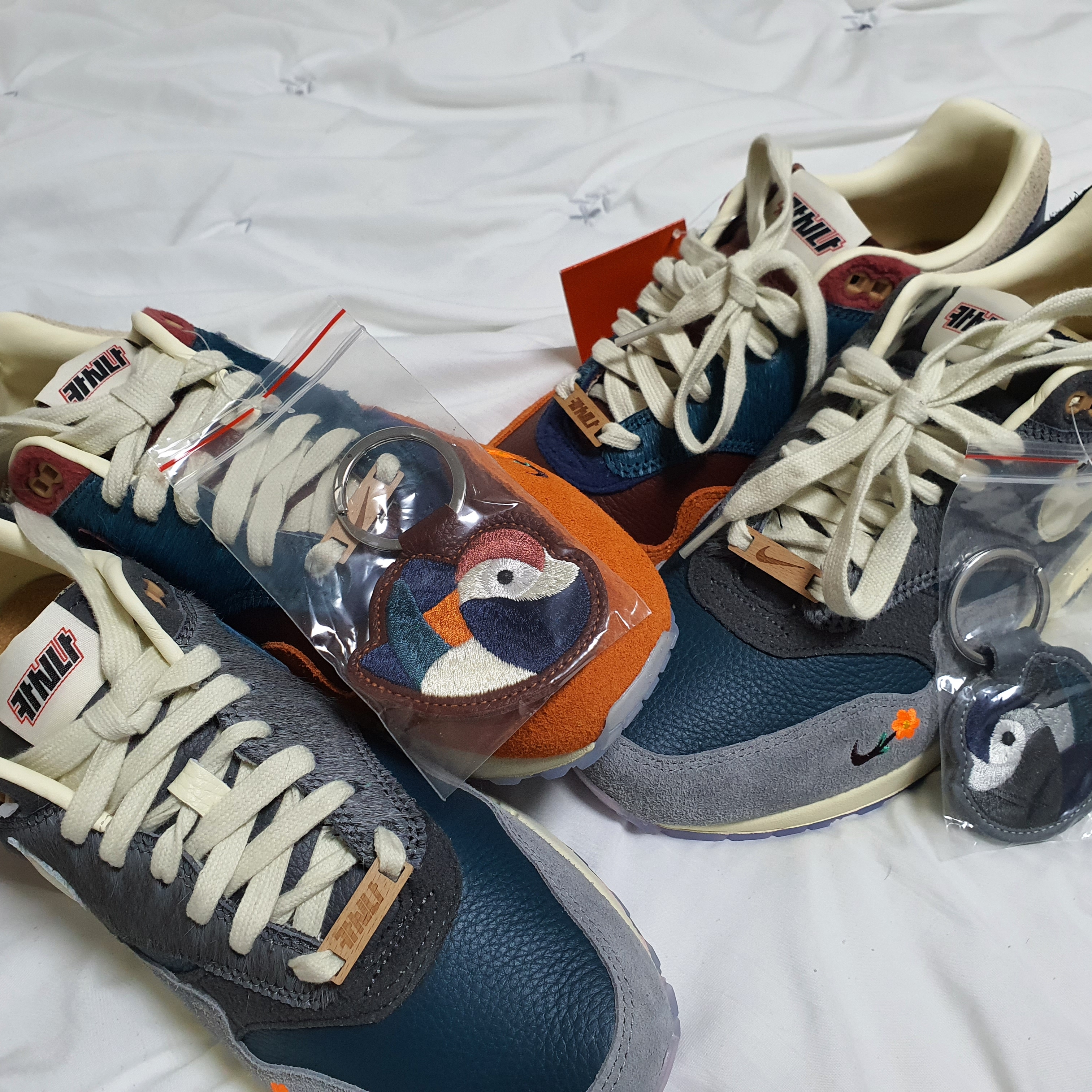 Nike x Kasina Air Max 1 SP Won-Ang Particle Grey, Nike x Kasina Air Max 1 SP Won-Ang Orange 착용 스타일