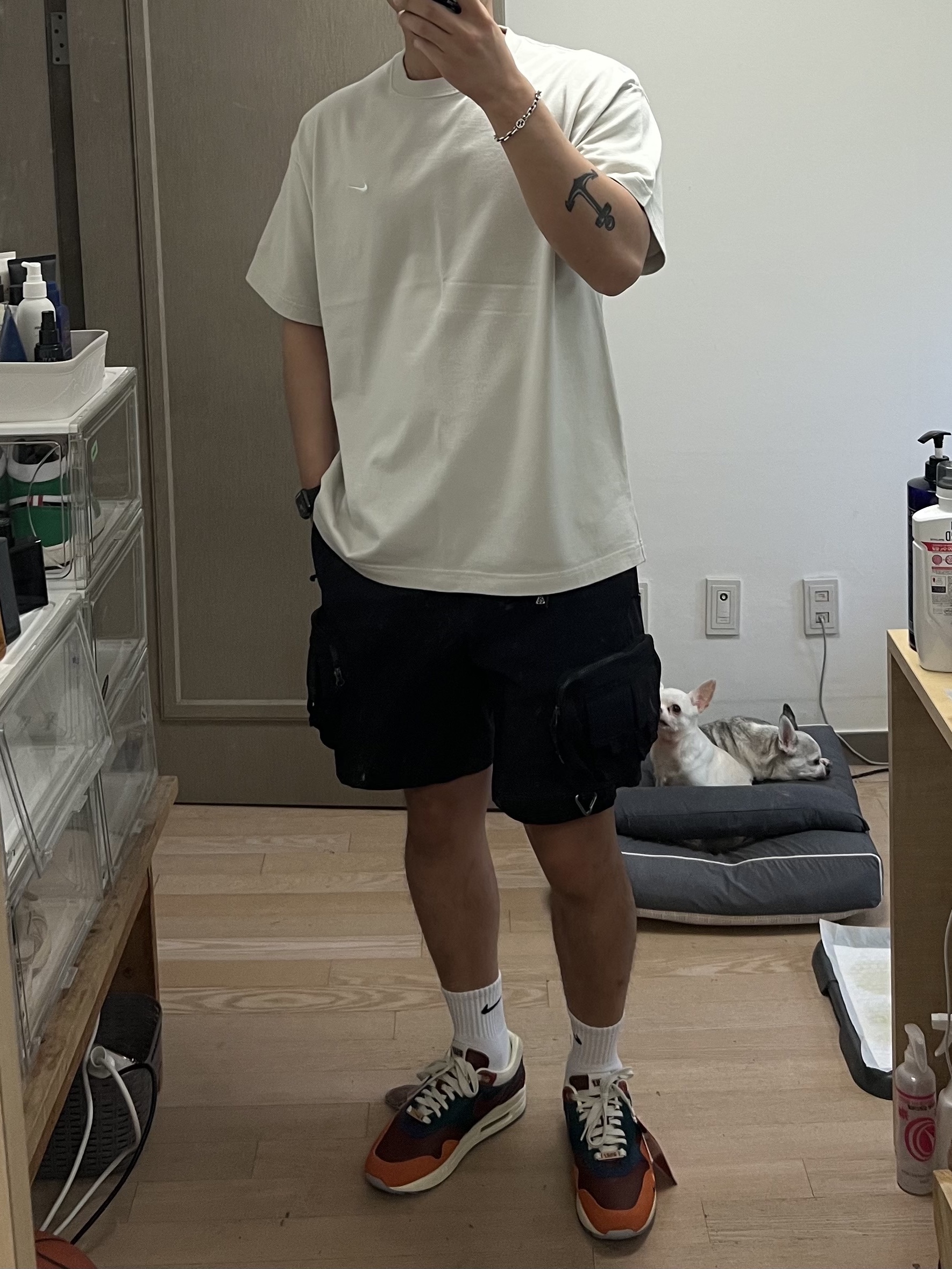 Nike x Kasina Air Max 1 SP Won-Ang Orange, Nike ACG Cargo Shorts Black - Asia 착용 스타일 - 3