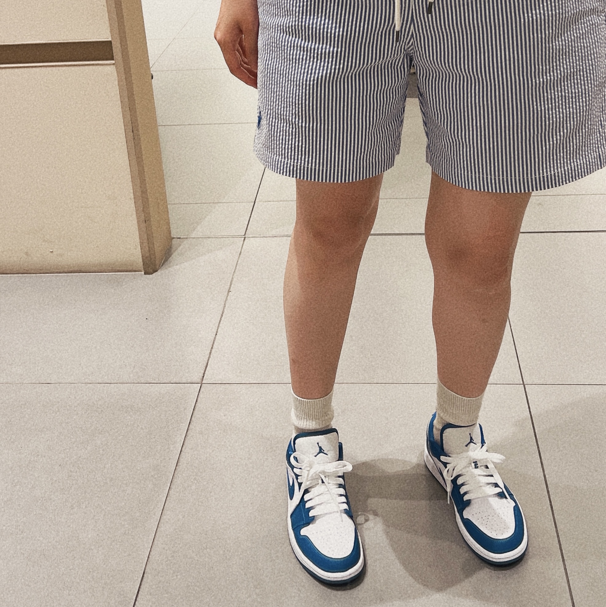(W) Jordan 1 Low White Dark Marina Blue 착용 스타일