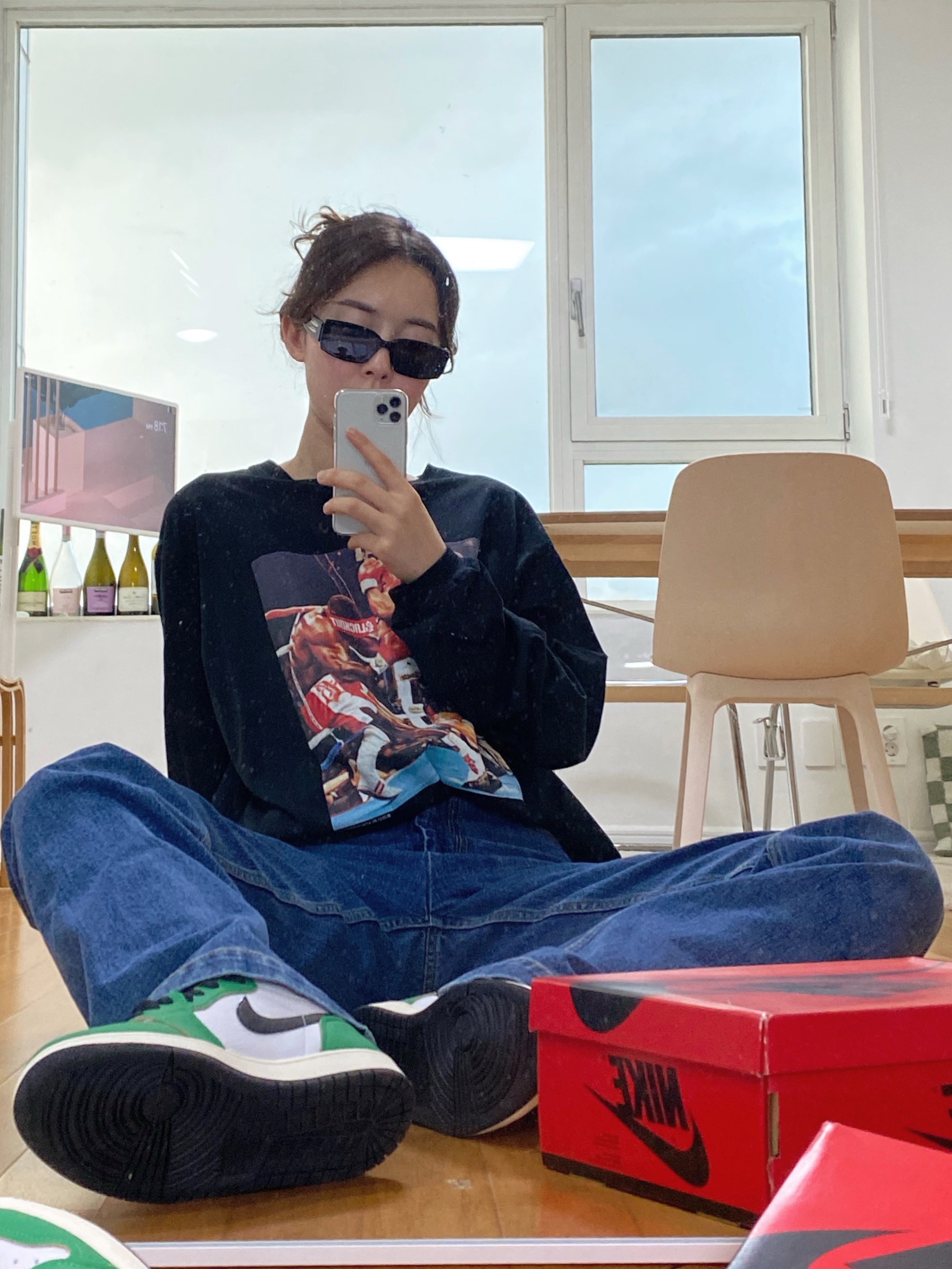(W) Jordan 1 Retro High OG Lucky Green 착용 스타일 - 1