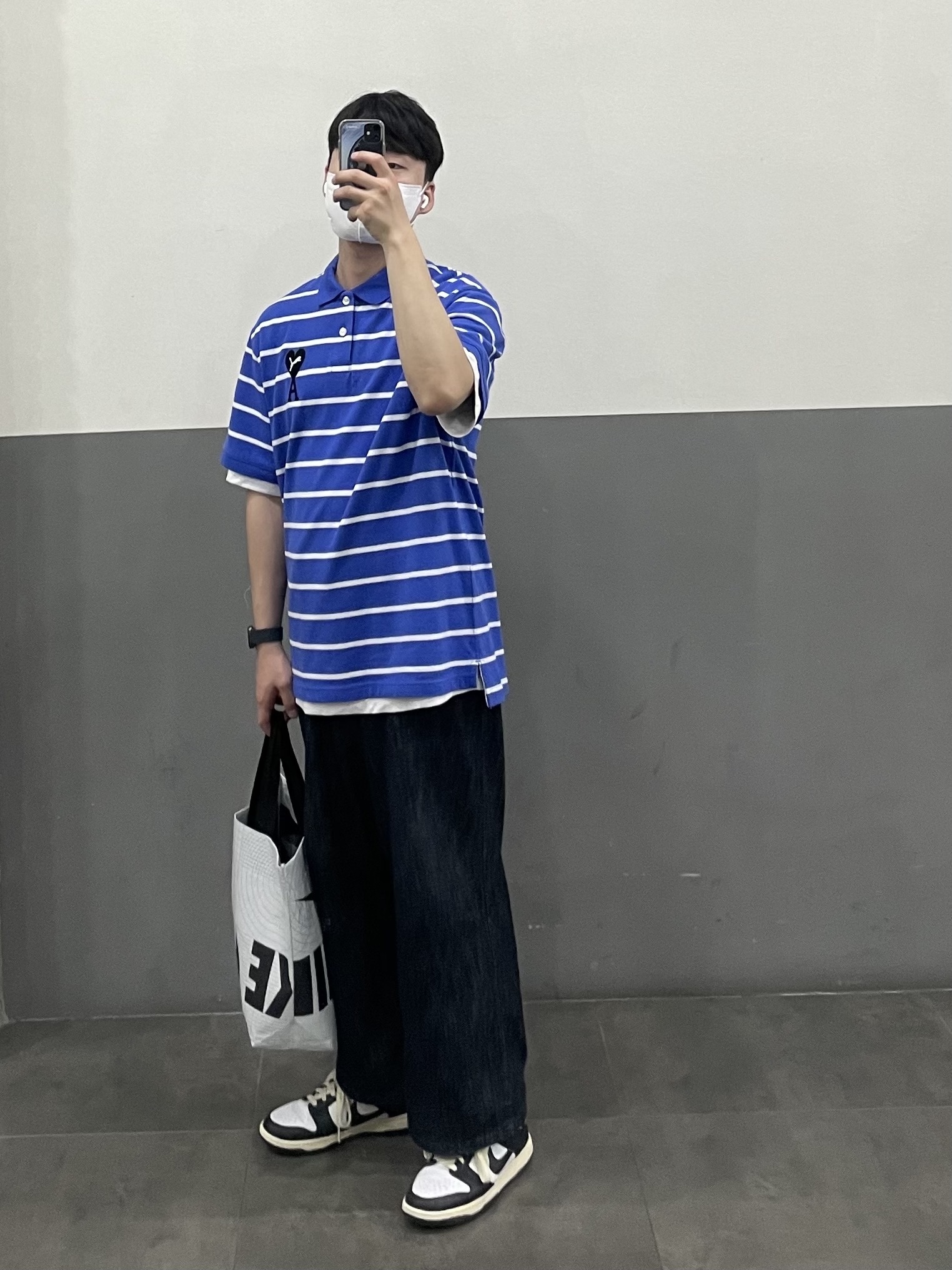 Puma x AMI Polo Dazzling Blue, Nike Dunk Low Retro Black 착용 스타일