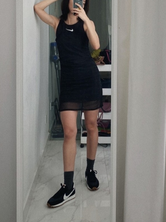 (W) Nike Daybreak Black White 착용 스타일 - 2