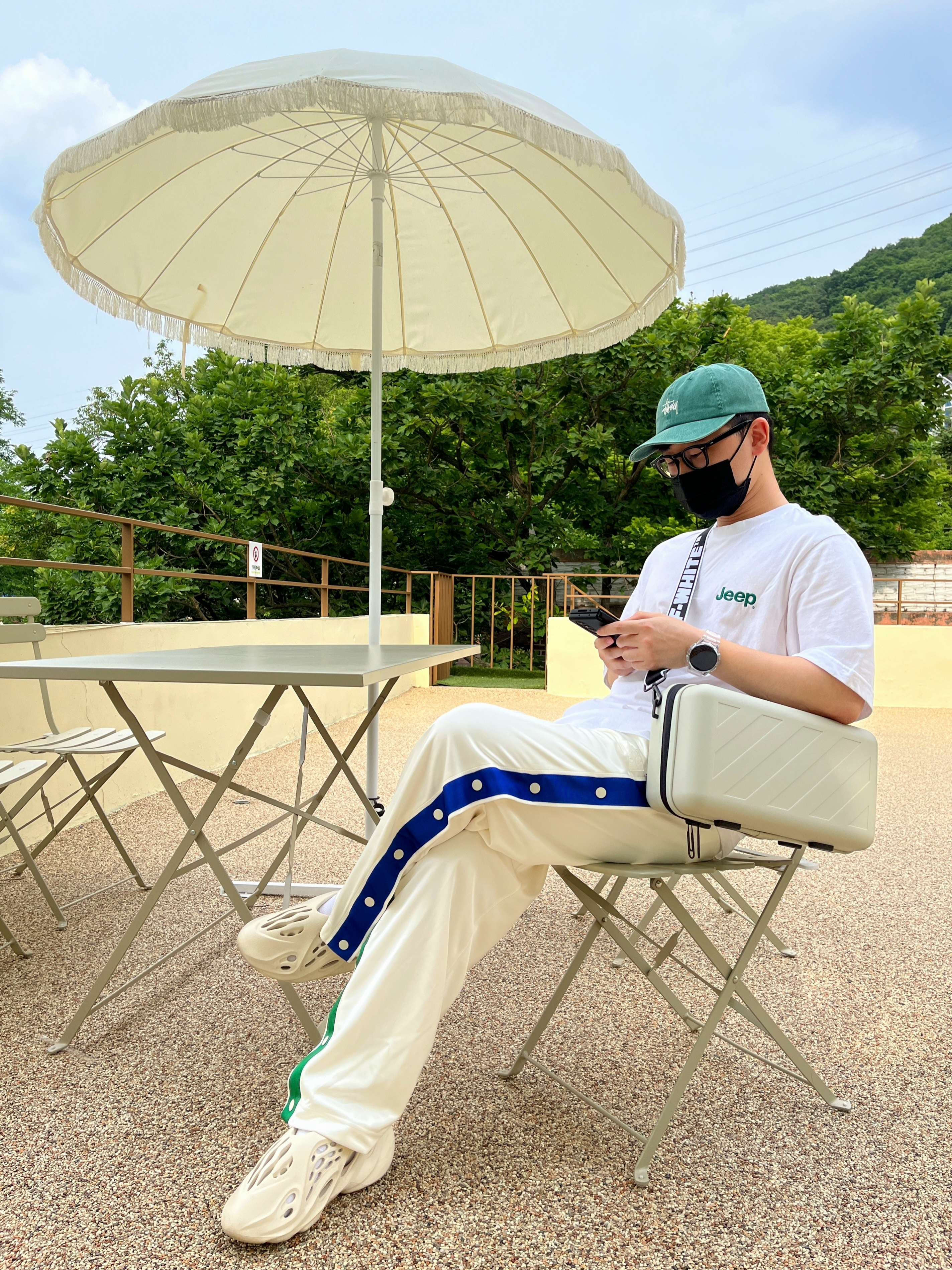 (W) Jordan x Aleali May Tearaway Pants White - Asia, Stussy Washed Stock Low Pro Cap Green 착용 스타일 - 1