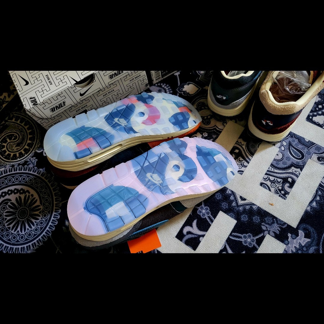 Nike x Kasina Air Max 1 SP Won-Ang Particle Grey, Nike x Kasina Air Max 1 SP Won-Ang Orange 착용 스타일 - 4