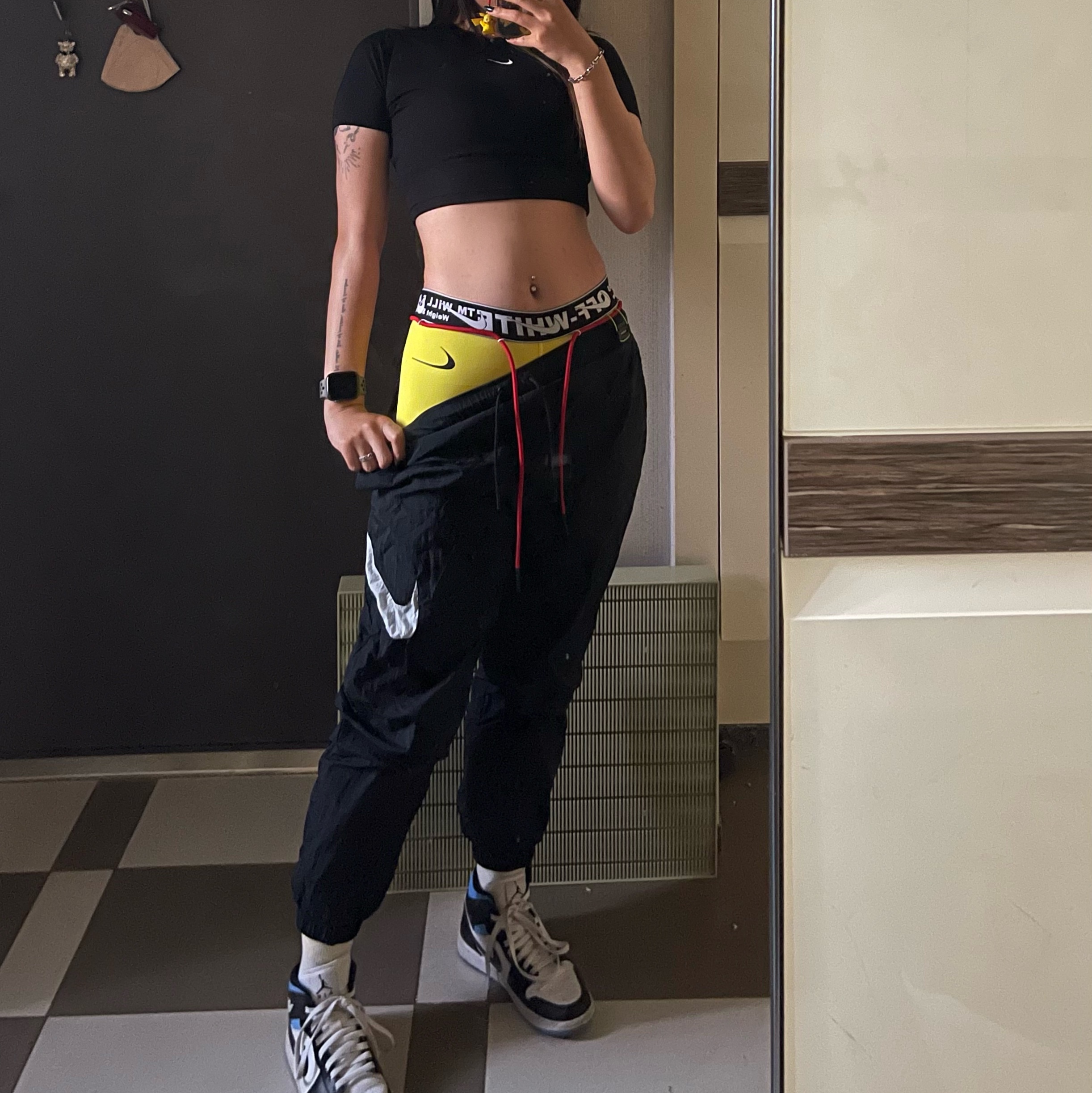 (W) Nike x Off-White NRG RU Pro Tights Opti Yellow 착용 스타일