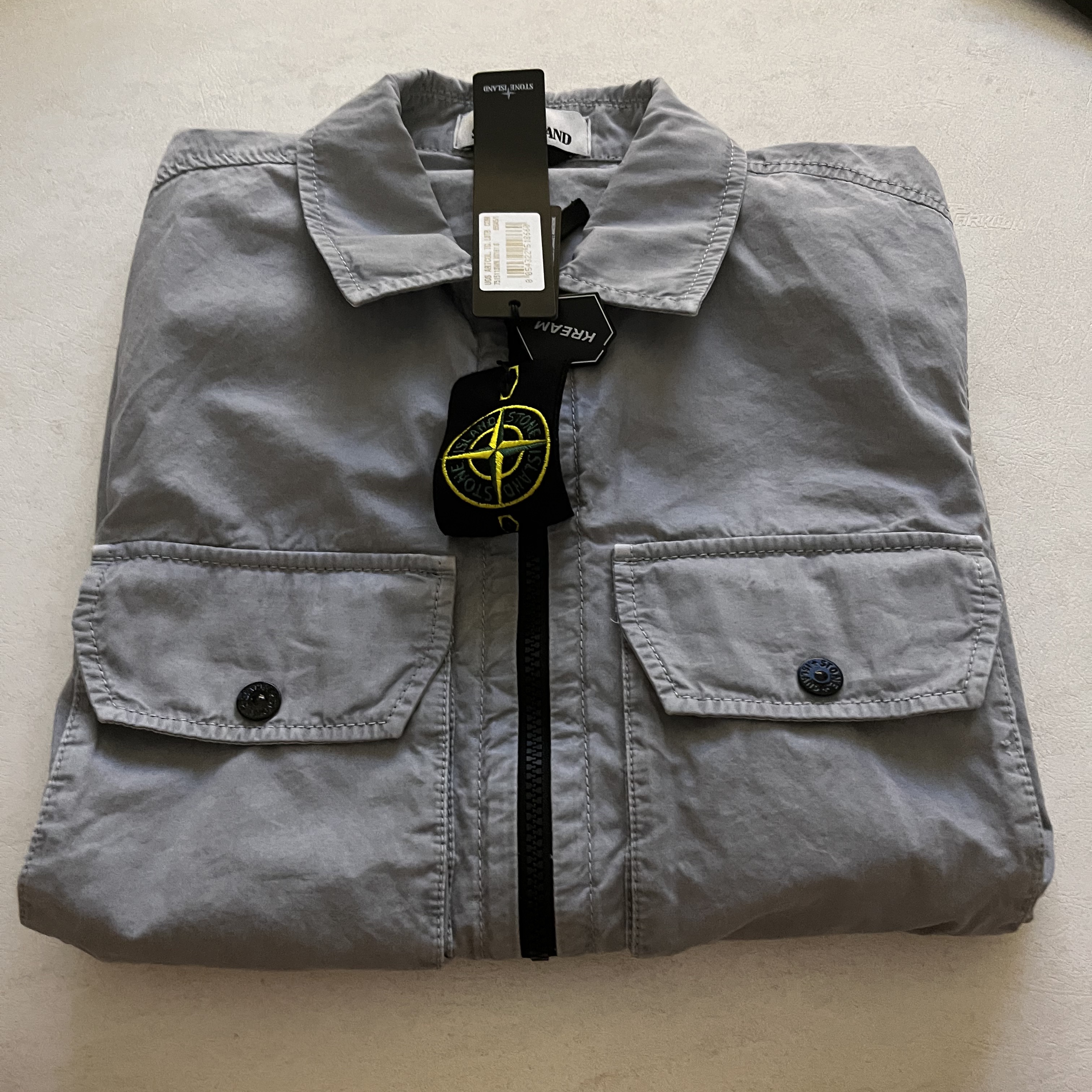 Stone Island 113WN T.CO+OLD Overshirt Light Grey - 21FW 착용 스타일