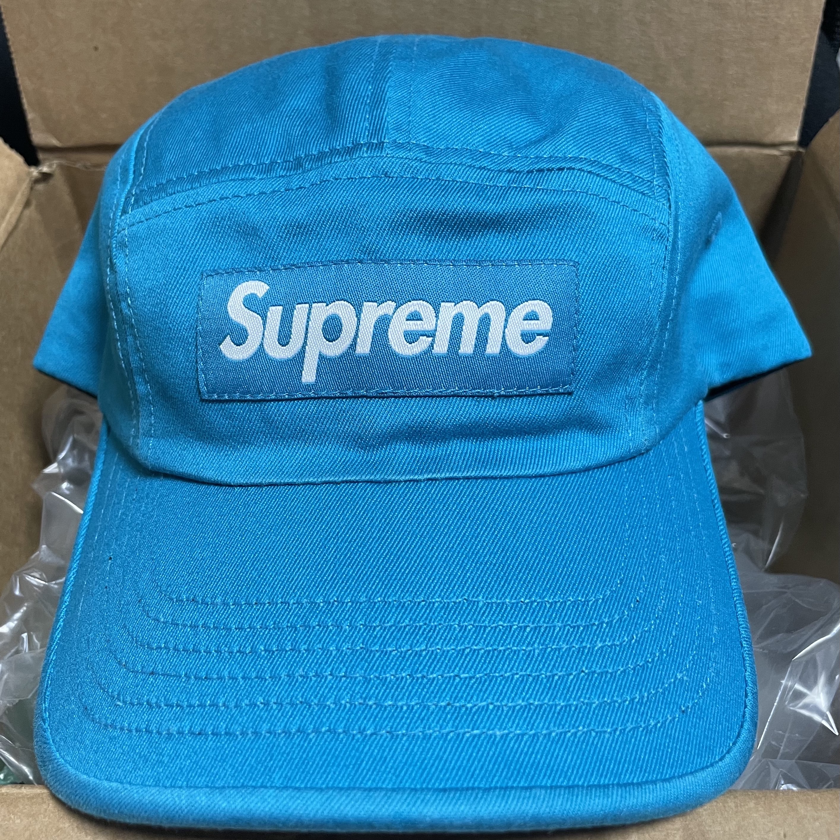 Supreme Washed Chino Twill Camp Cap Teal - 22SS 착용 스타일