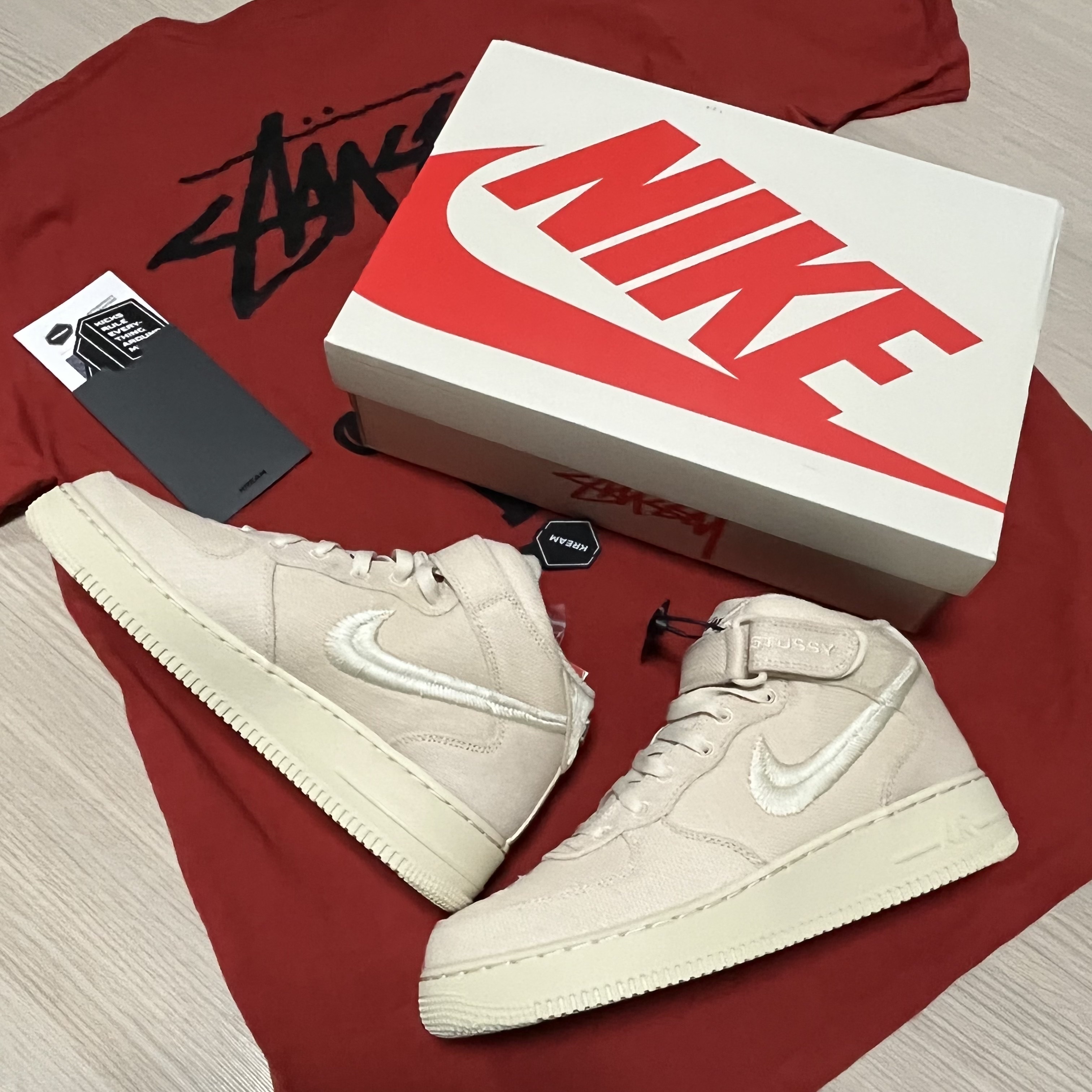 Nike x Stussy Air Force 1 '07 Mid SP Fossil 착용 스타일