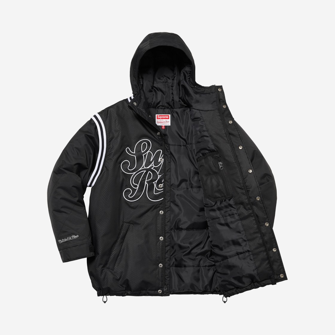 Supreme Mitchell & Ness Quilted Sports Jacket Black - 22SS 상세 이미지 2