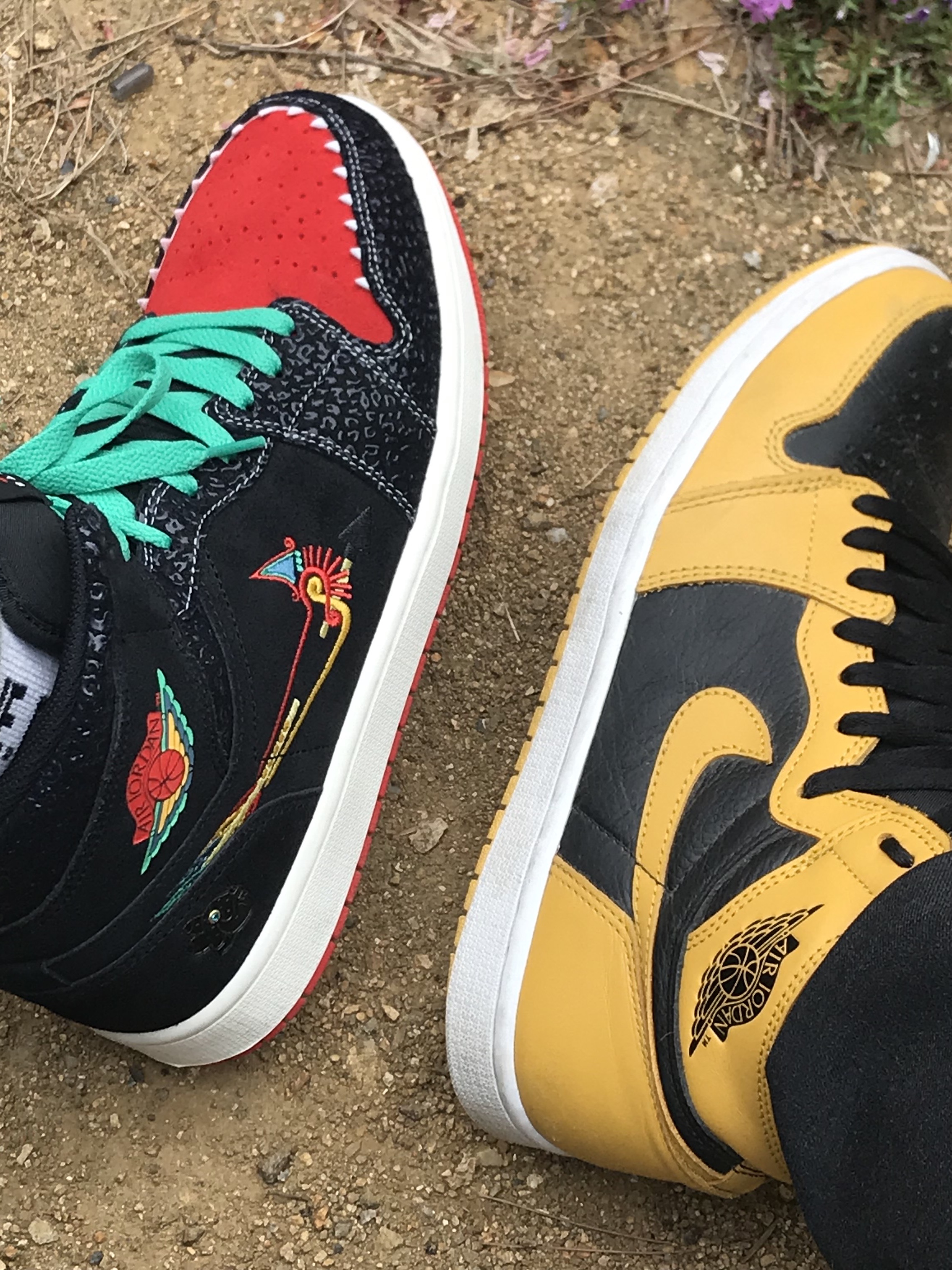 Jordan 1 Retro High OG Pollen, Jordan 1 Mid SE Siempre Familia 착용 스타일