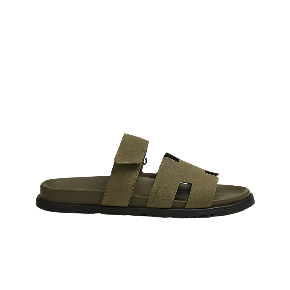 H222856ZHV1 Hermes Chypre Sandal Suede Goatskin & Vert Toundra