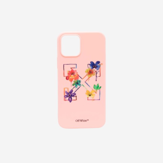 오프화이트 플로랄 애로우 아이폰 12 프로 케이스 핑크