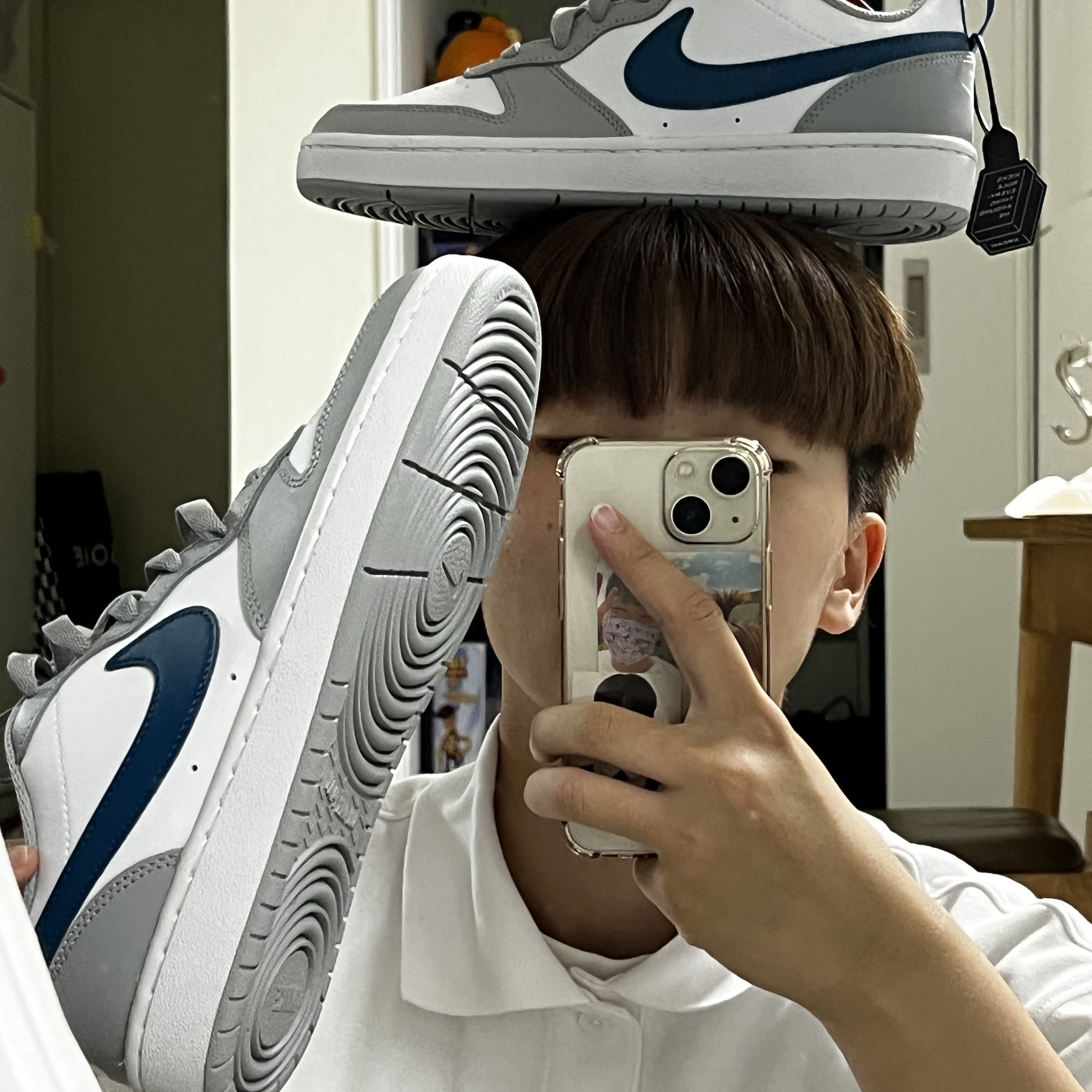 (GS) Nike Court Borough Low 2 Light Smoke Grey 착용 스타일 - 1
