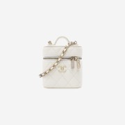 Chanel Small Vanity with Chain Grained Calfskin & Gold White