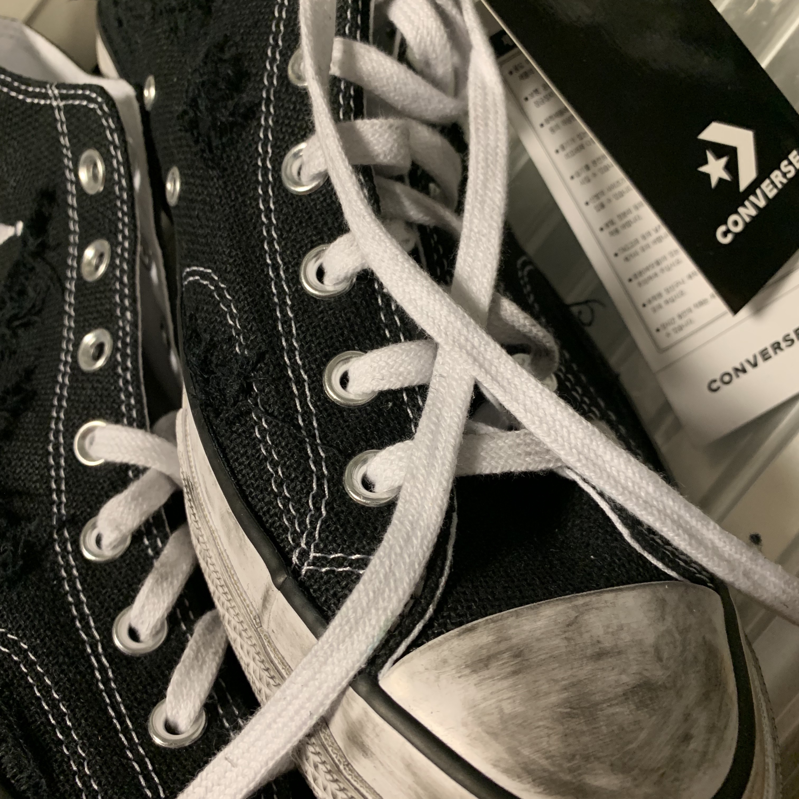 Converse x Stussy Chuck 70 High Black 착용 스타일 - 2