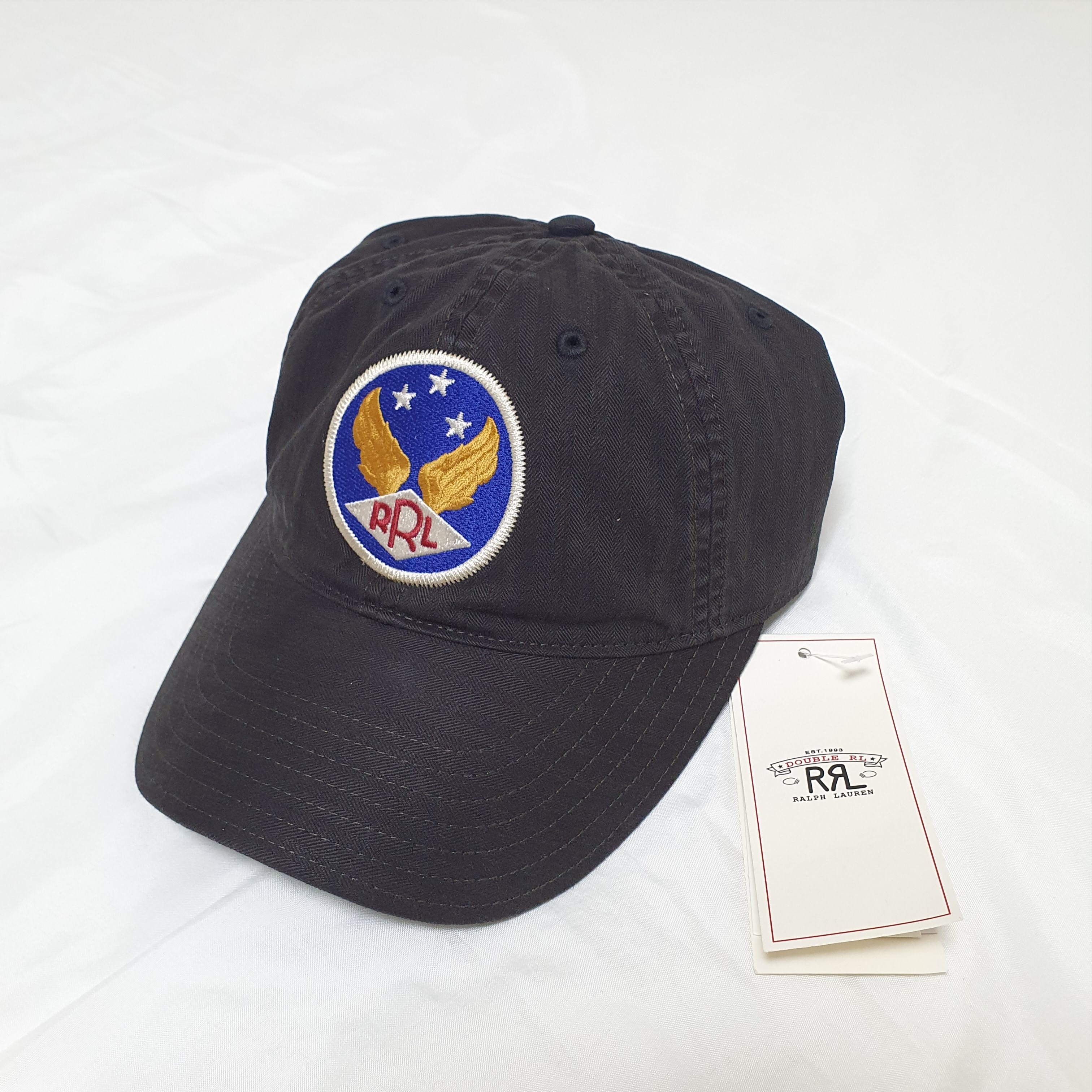 Double RL Garment Dyeing Twill Ball Cap Black 착용 스타일