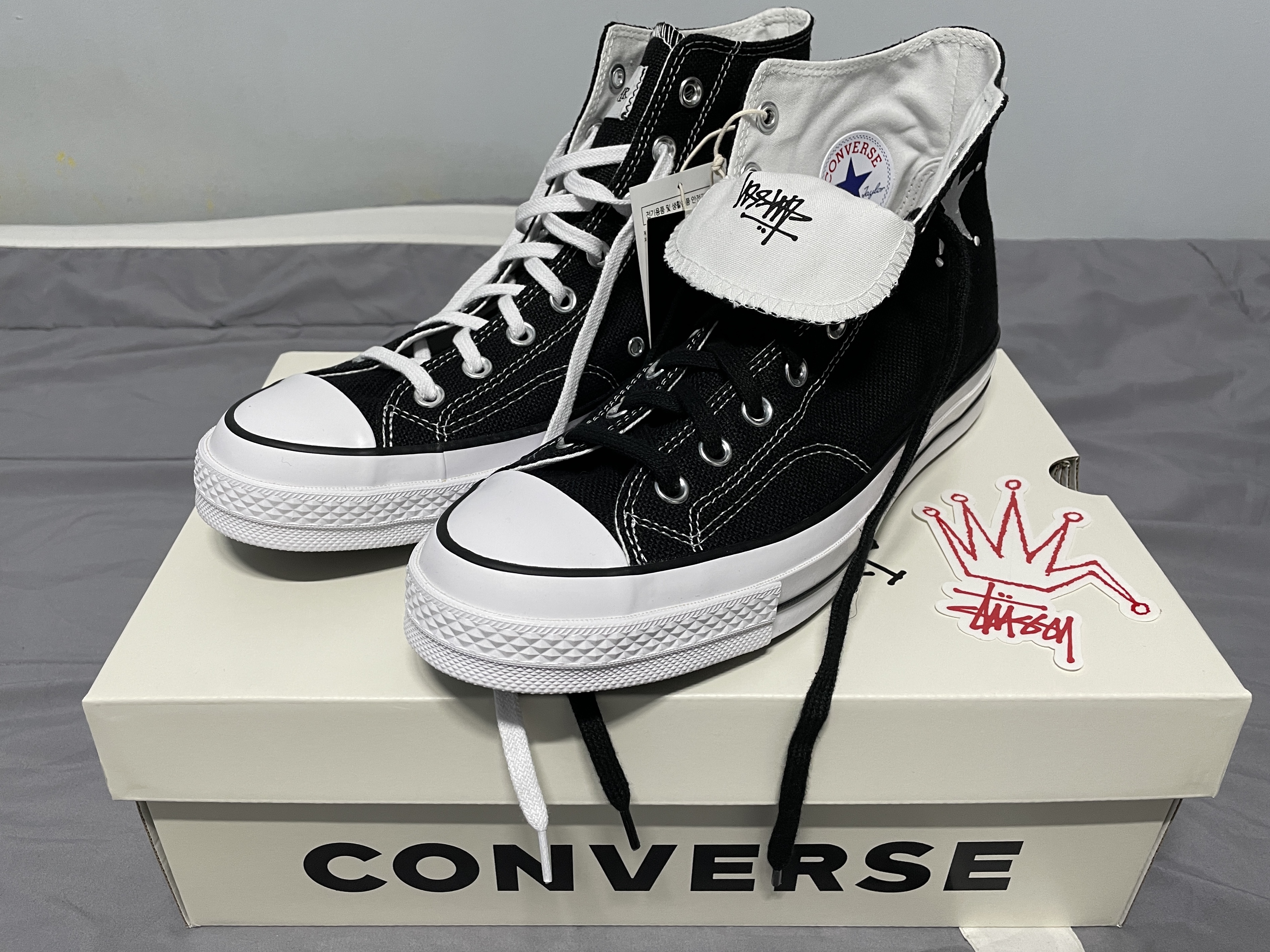 Converse x Stussy Chuck 70 High Black 착용 스타일