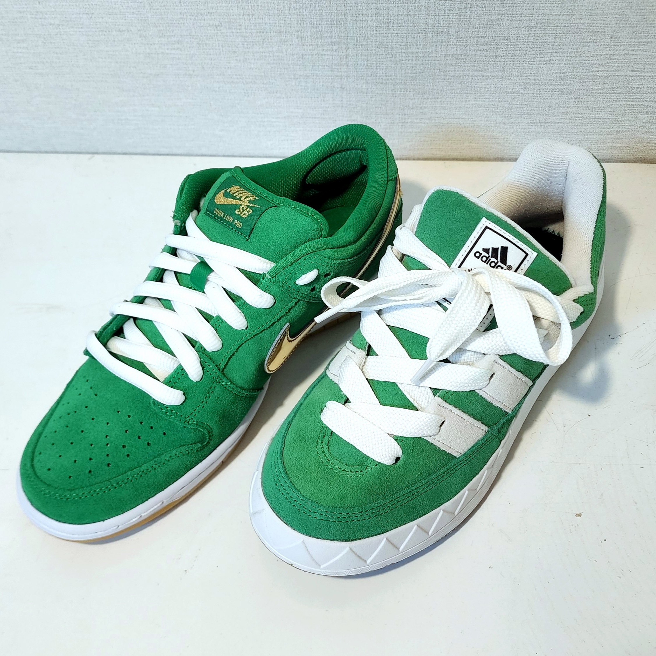 Nike SB Dunk Low Pro Shamrock, Adidas Adimatic Green 착용 스타일 - 2