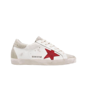 (W) Golden Goose Superstar White Red Ice Gray Heel Tab Sneakers
