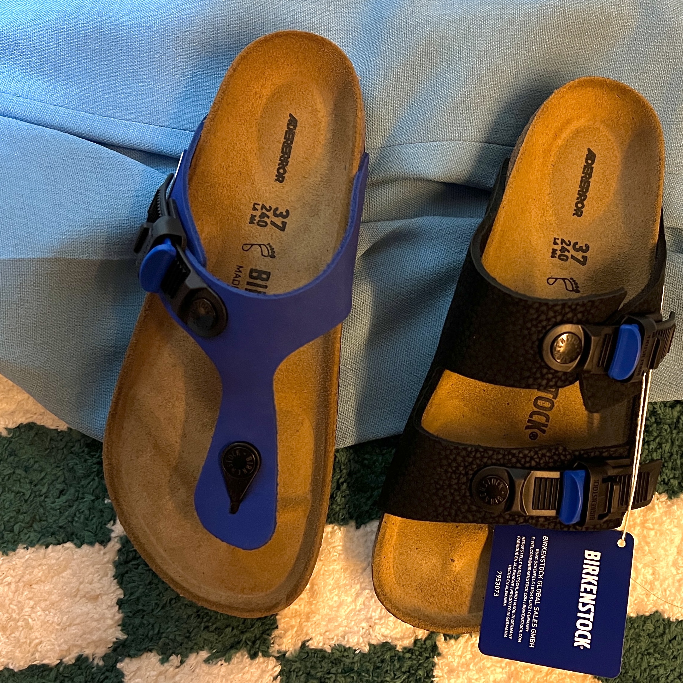 Birkenstock x Ader Error Arizona Tech Black, Birkenstock x Ader Error Gizeh Tech Ultra Blue 착용 스타일