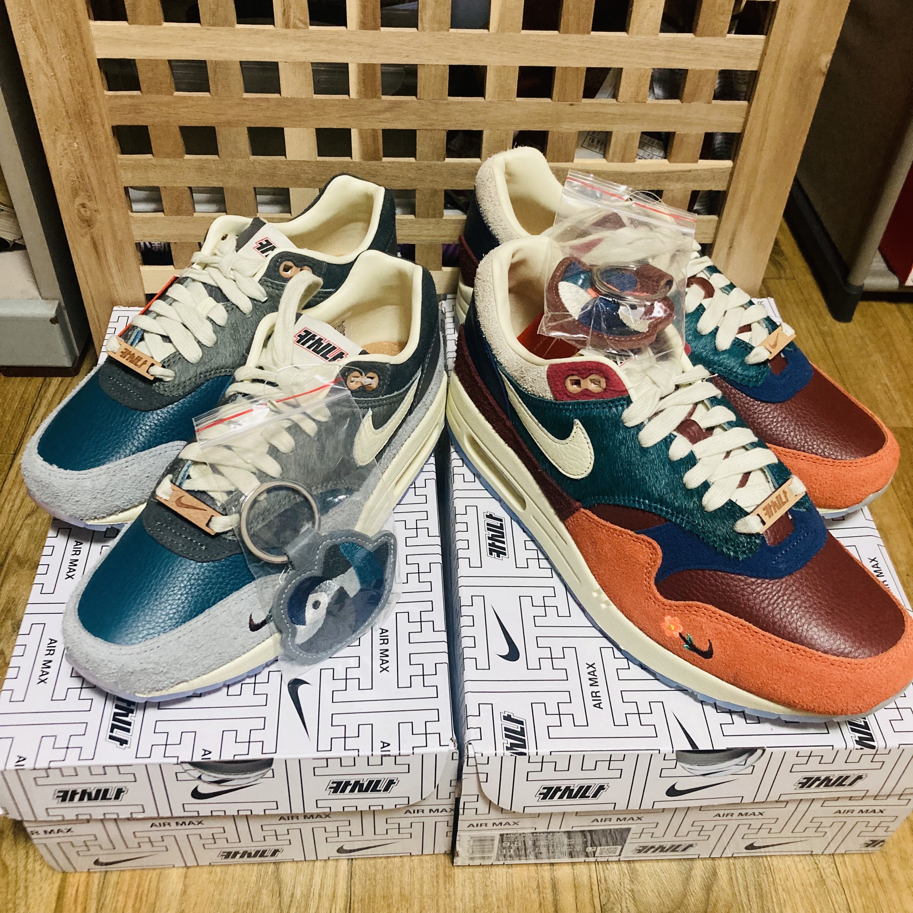 Nike x Kasina Air Max 1 SP Won-Ang Particle Grey, Nike x Kasina Air Max 1 SP Won-Ang Orange 착용 스타일 - 1