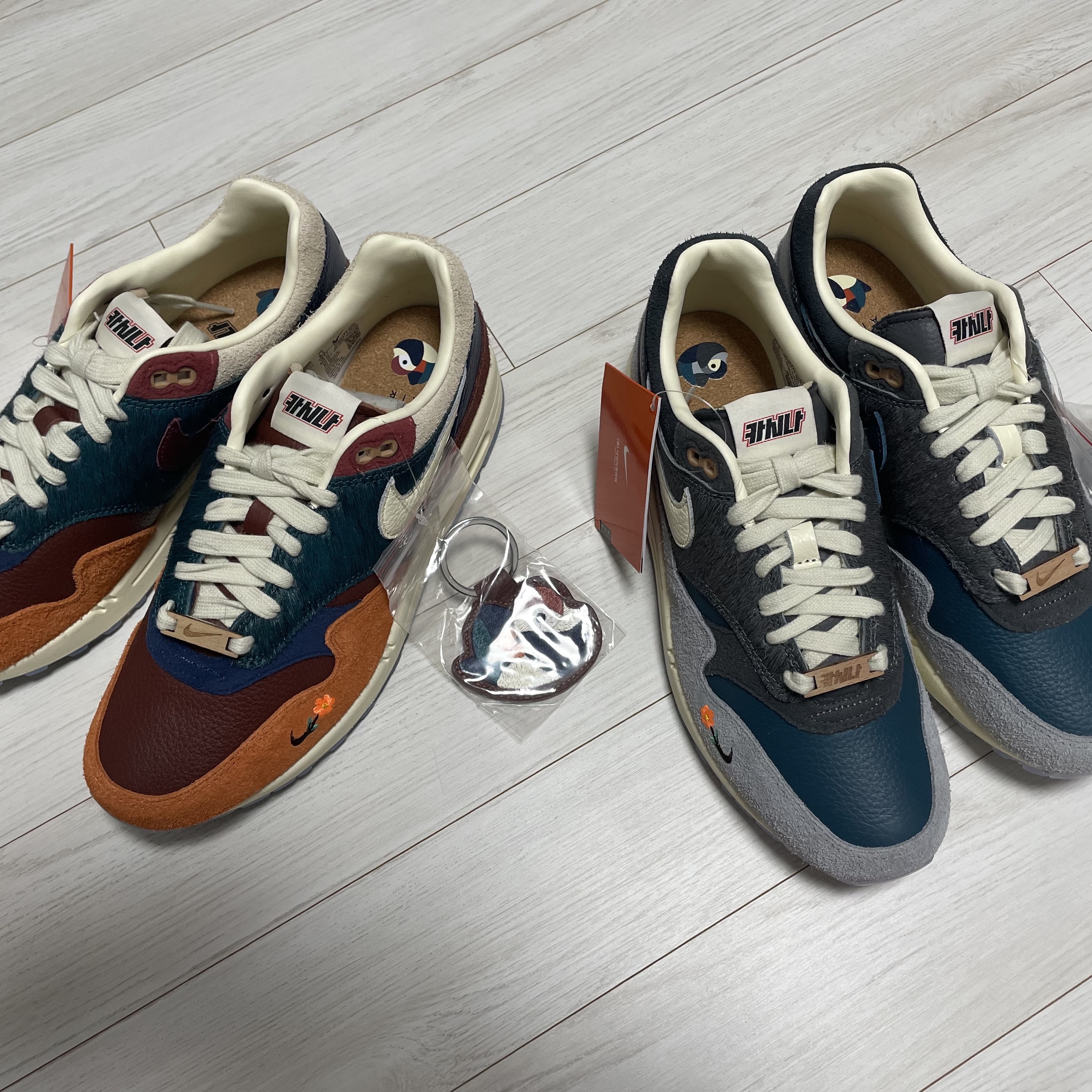 Nike x Kasina Air Max 1 SP Won-Ang Particle Grey, Nike x Kasina Air Max 1 SP Won-Ang Orange 착용 스타일